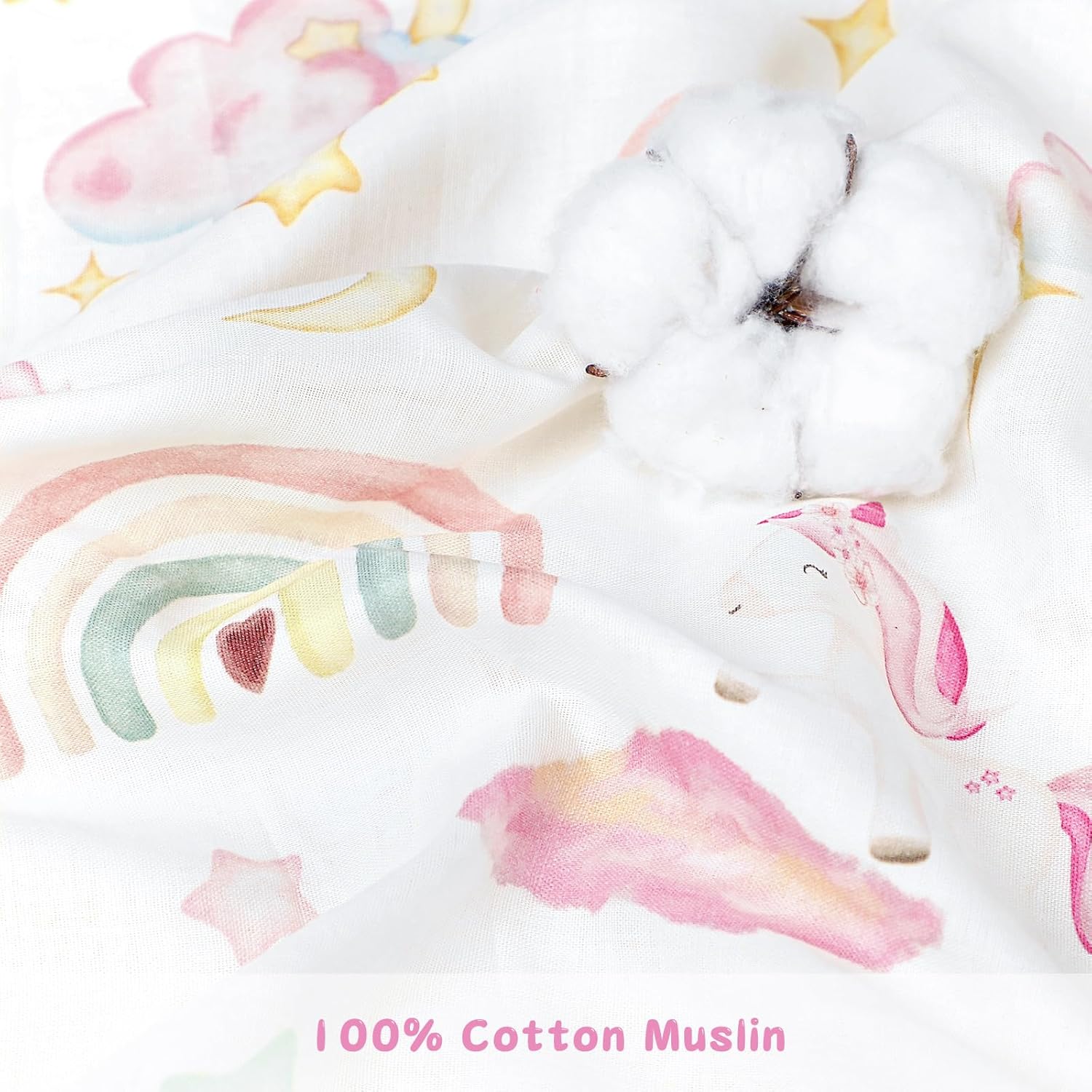 Pea Pod Muslin Crib Bedding Set 3-Piece Unicorn Rainbow