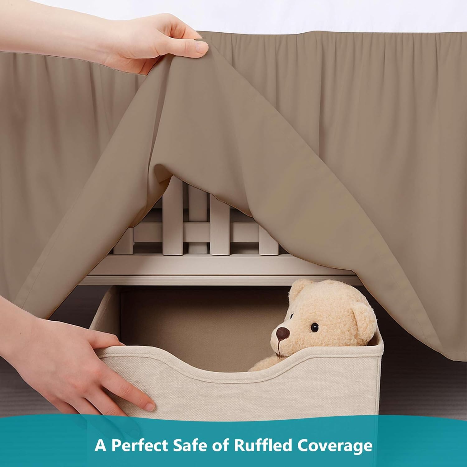 Ready To Rest Taupe Crib Bed Skirt 14 Drop 28x52 1
