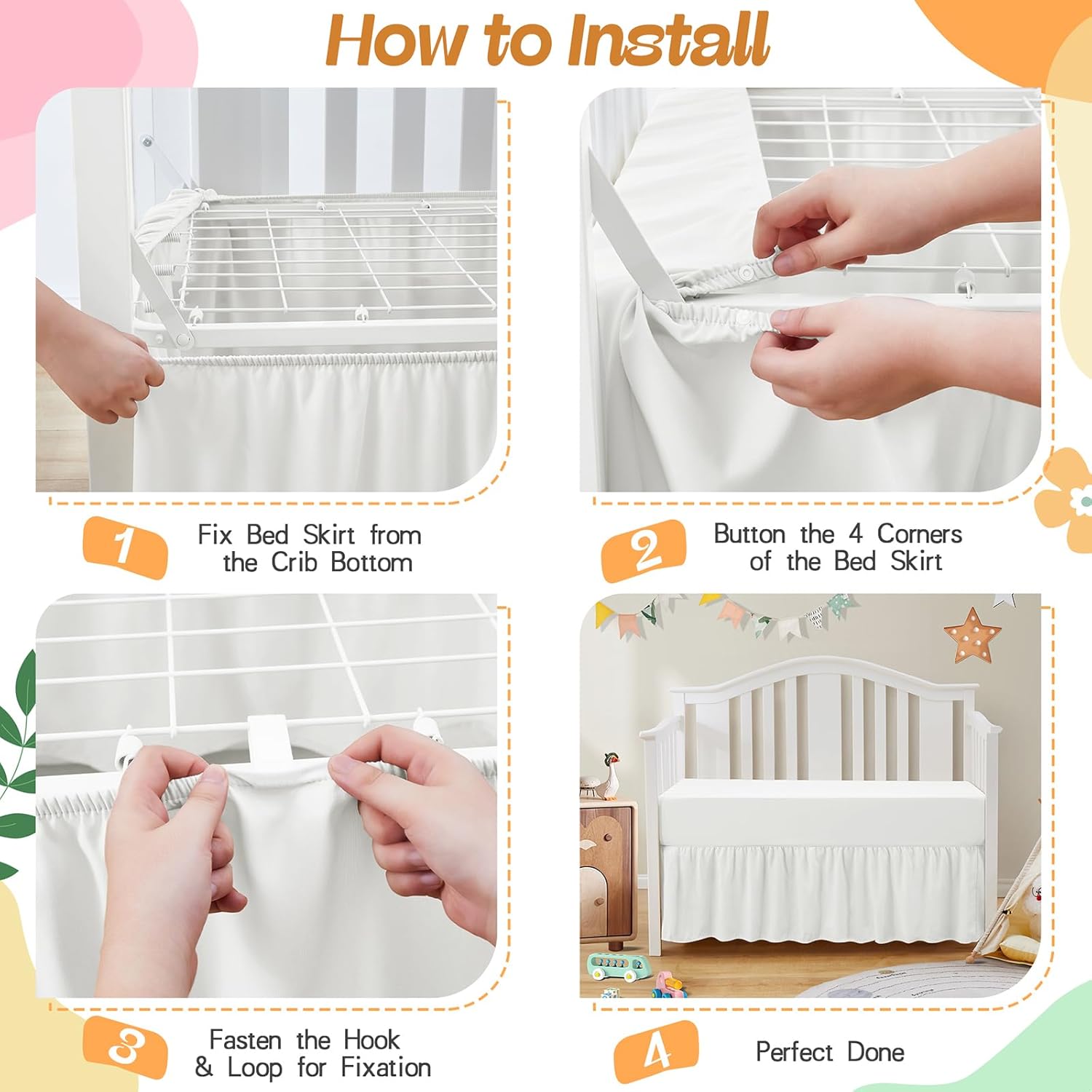 SiinvdaBZX 2-Piece Crib Skirt Sheet Set - Rust Orange