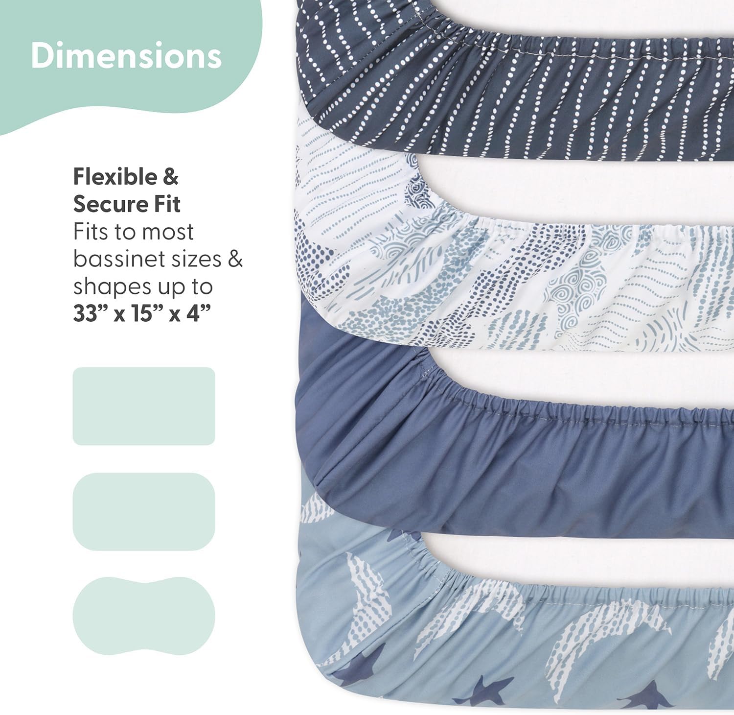 The Peanutshell Bassinet Sheets 4-Pack - Soft Cloud for Baby