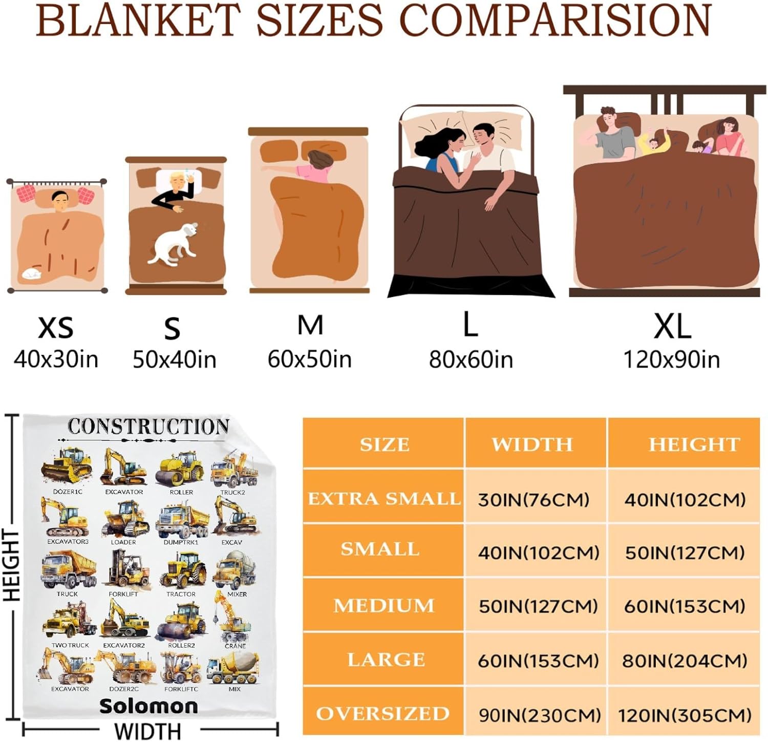 MATCHASTAR Truck Custom Name Flannel Throw Blanket for Kids