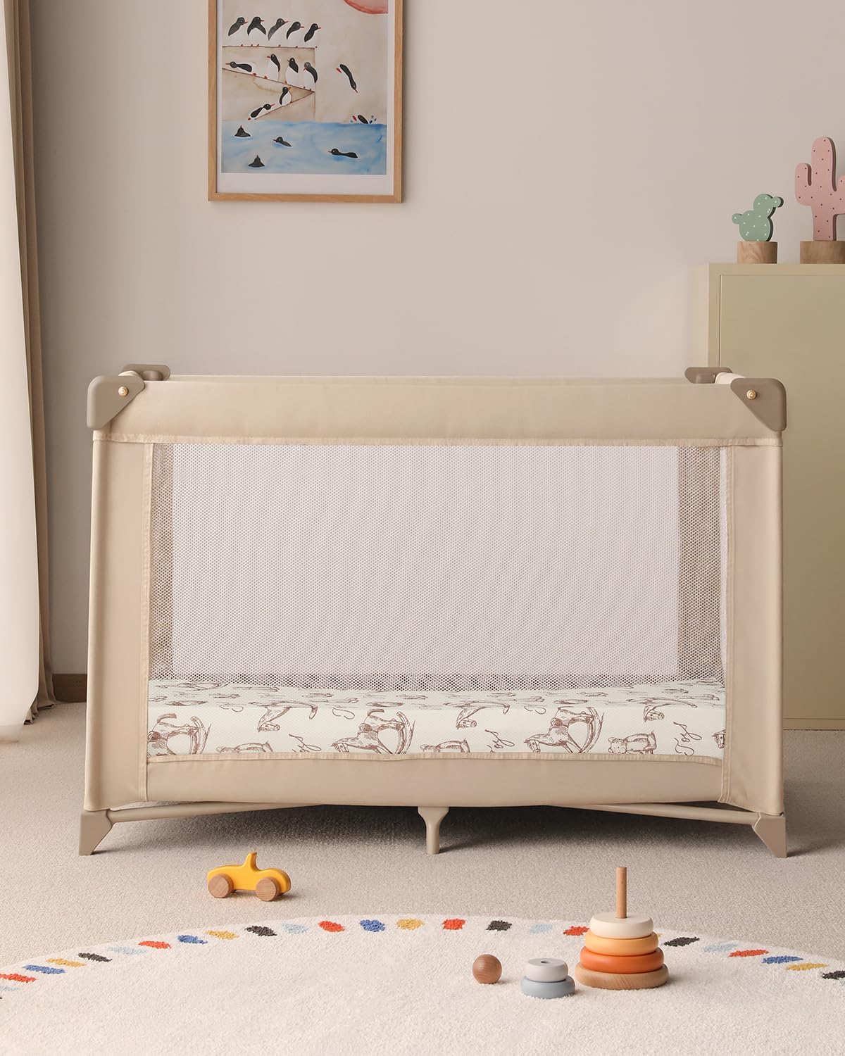 Yoofoss Pack and Play Sheets 2 Pack - 38x26 Mini Crib Fitted Neutral