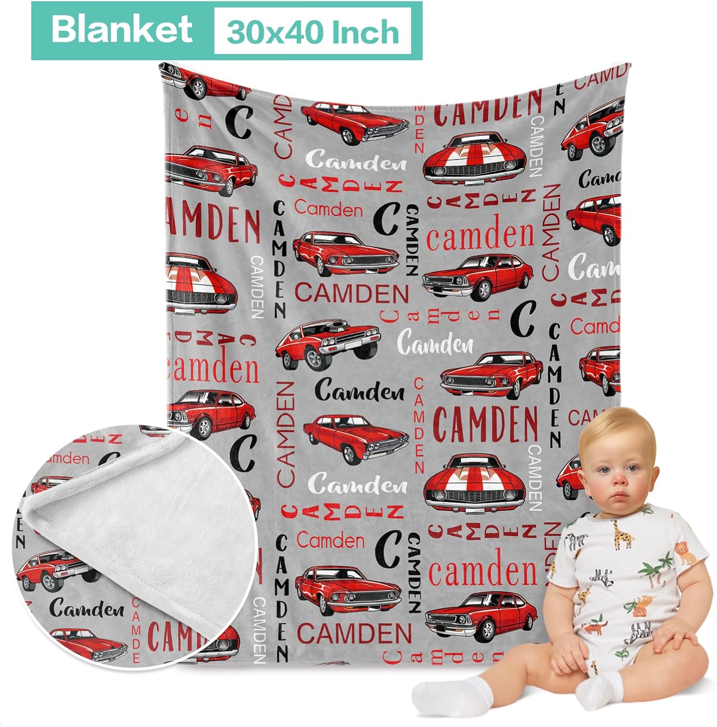 Custom Crib Bedding Set with Car Design - Personalized Name for Newborns