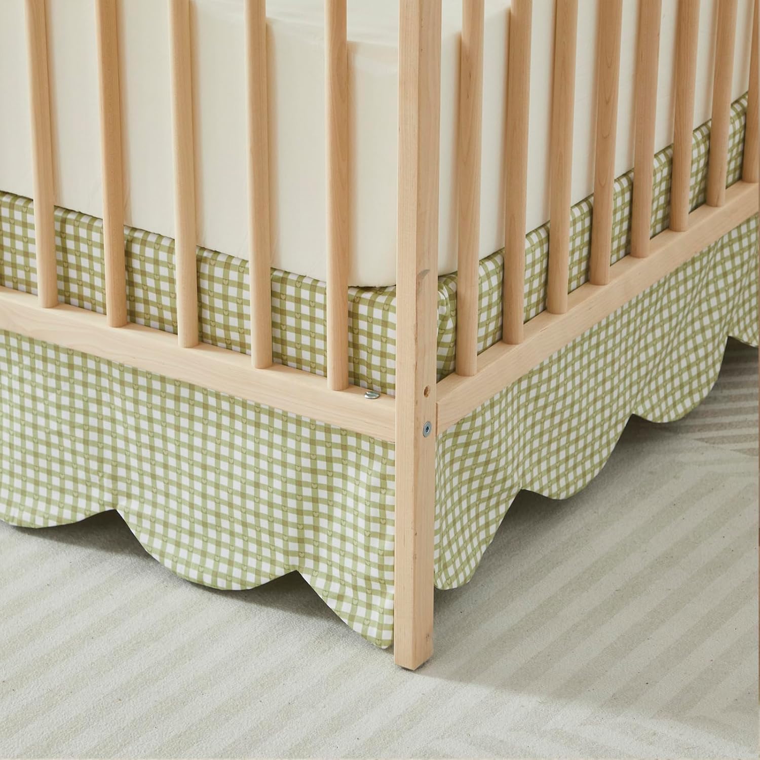 Brandream Scallop Edge Crib Skirt 100 Cotton Farmhouse Boho Bed Skirt