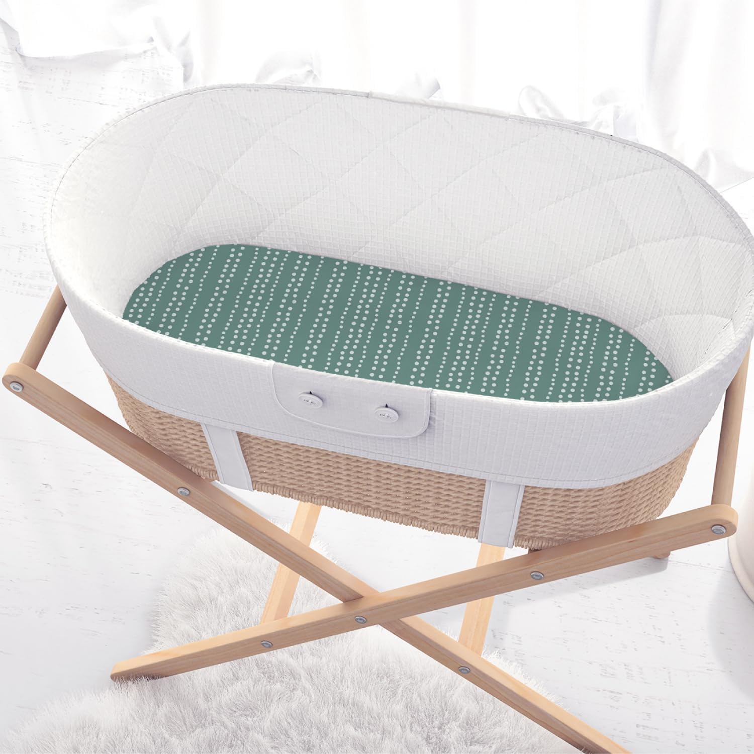 The Peanutshell Baby Bassinet Sheets 4-Pack Green Dino