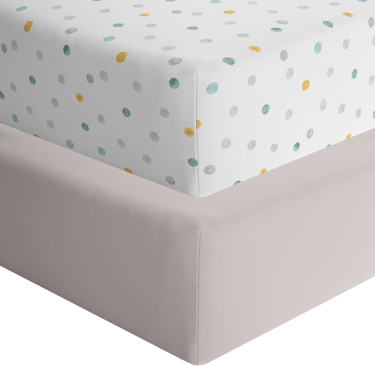 Featherhead 2-Pack Fitted Crib Sheets - 100 Cotton Jersey Grey Polka