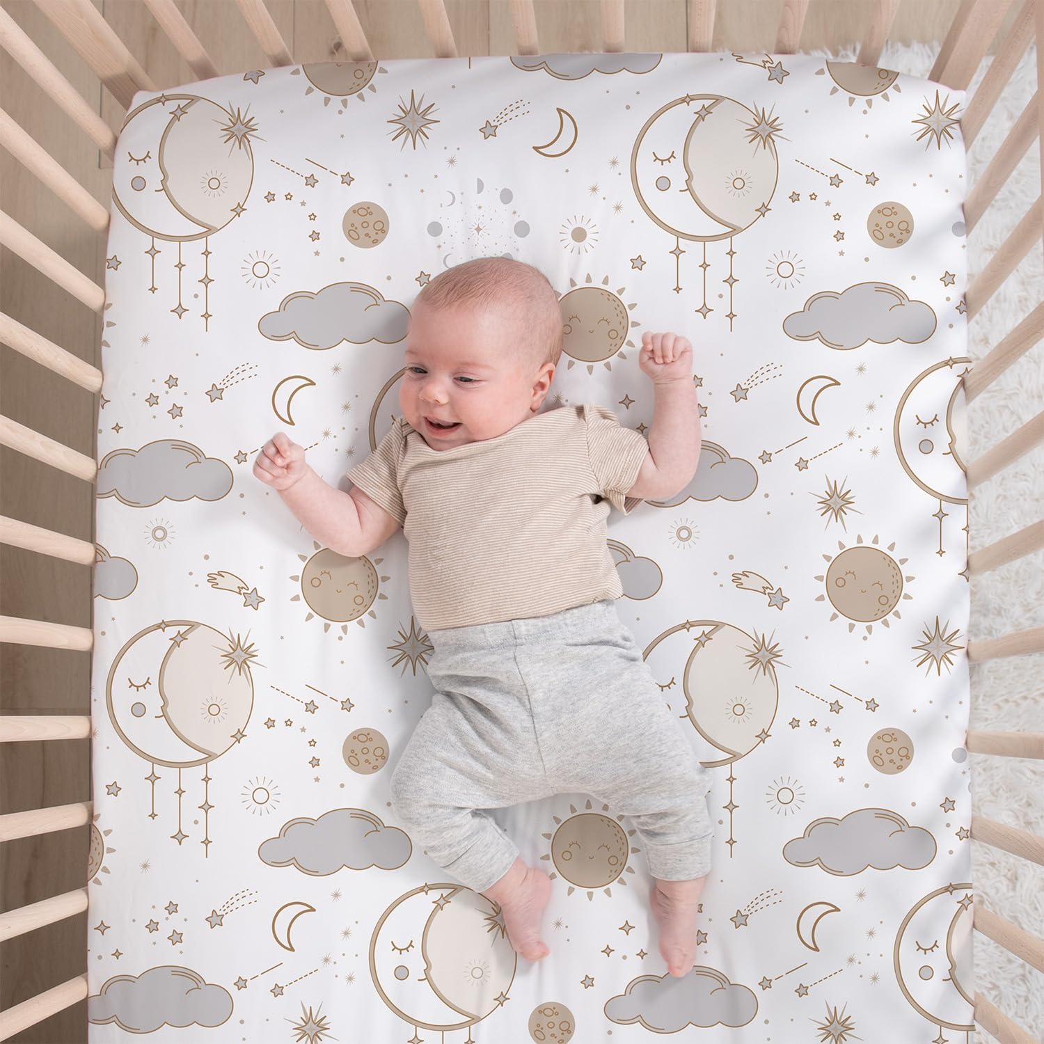 The Peanutshell 5 Piece Crib Bedding Set - Starry Skies