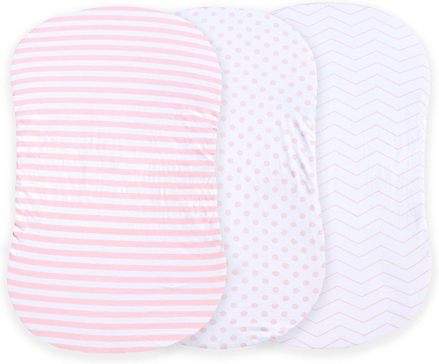 3 Fitted Bassinet Sheets Pink Set - OEKO-TEX Cotton