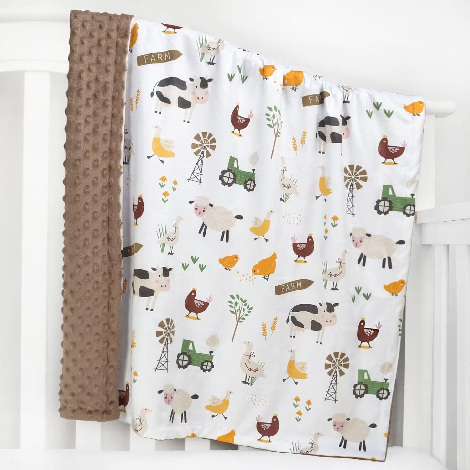 HOMRITAR Baby Blanket for Boys with Farm Animals Design