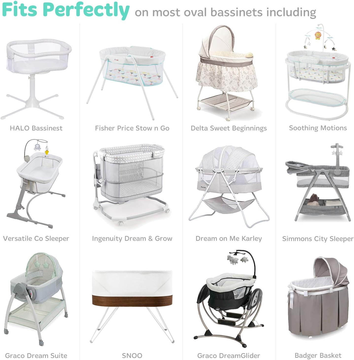 Cuddly Cubs Bassinet Fitted Sheets - Grey Stripes 2 Pack