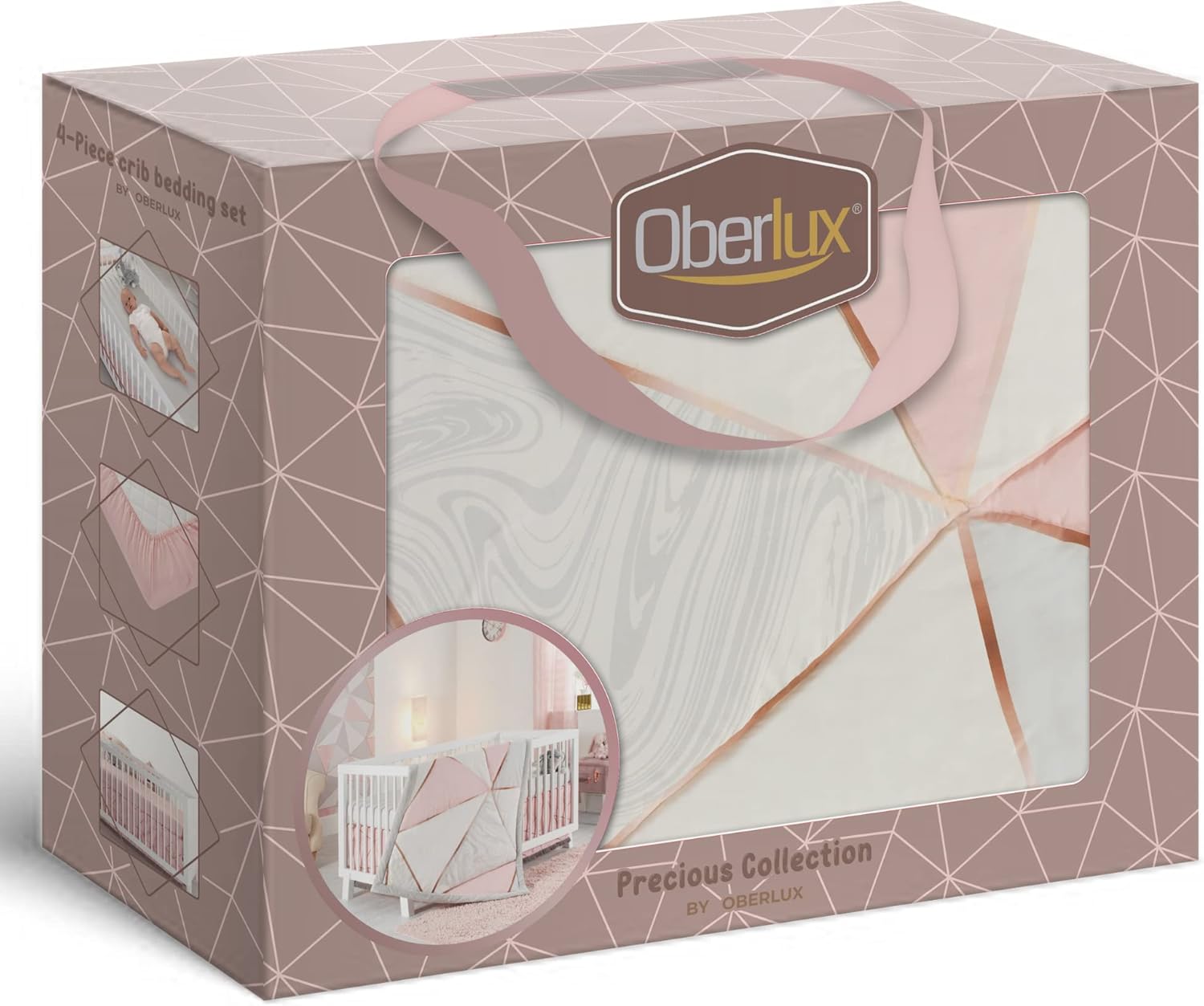 OBERLUX Crib Bedding Set for Girls - 4 Piece