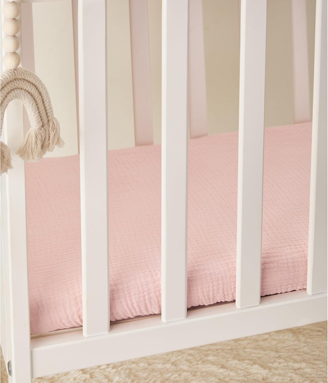 TILLYOU Muslin Bassinet Sheets 2 Pack Light Purple Pink
