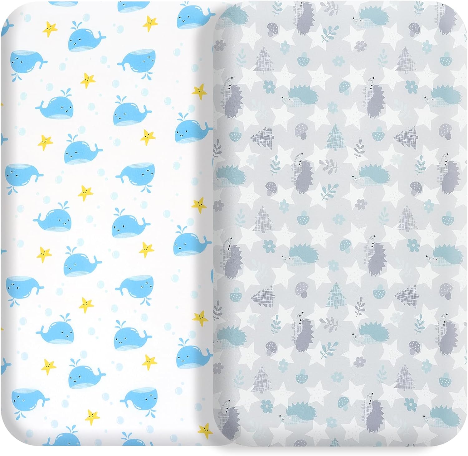 FHMJYY Bassinet Sheet Set 2 Pcs Deer Park Whale Hedgehog