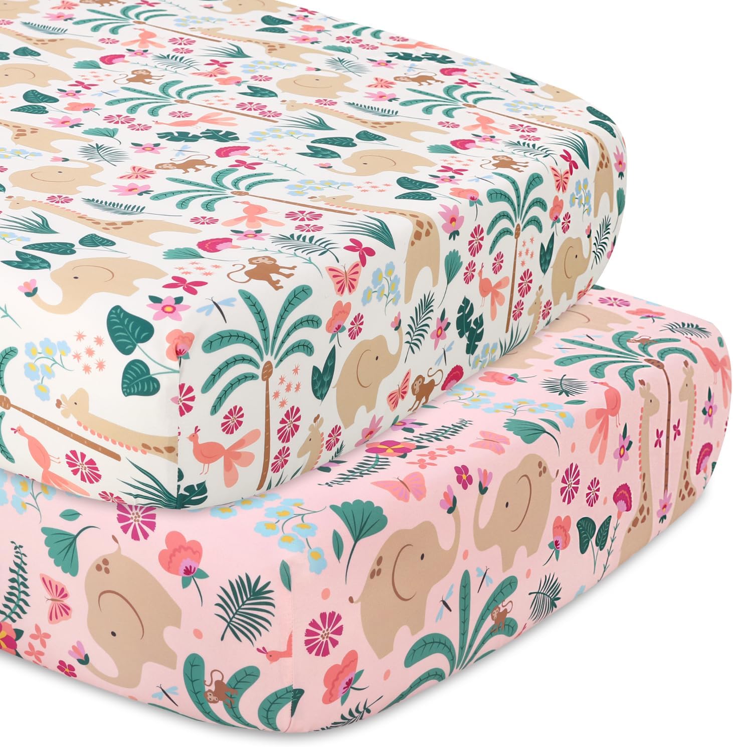 Peanutshell 5 Piece Baby Crib Bedding Set for Girls - Safari Theme