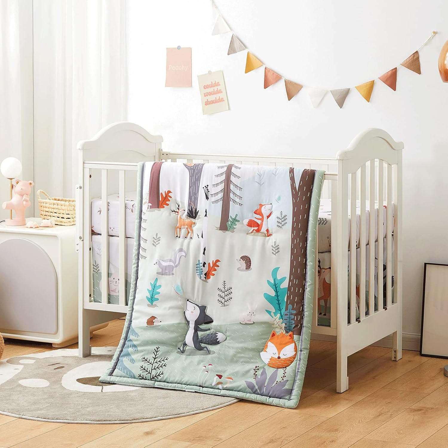 Beeweed 3-Piece Crib Bedding Set for Boys Girls