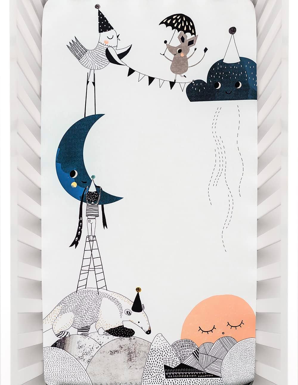 Rookie Humans 100 Cotton Sateen Crib Sheet The Moons Birthday