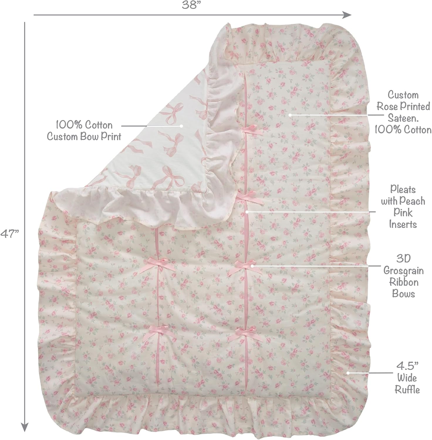 Lambs Ivy Coquette Floral Pink Bows Crib Bedding Set