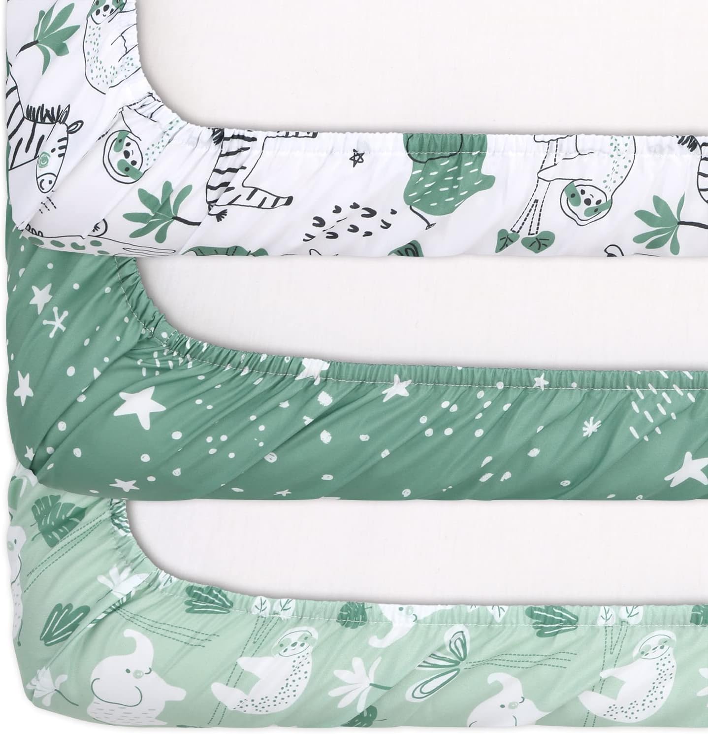 The Peanutshell 3-Pack Green Safari Playard Sheets