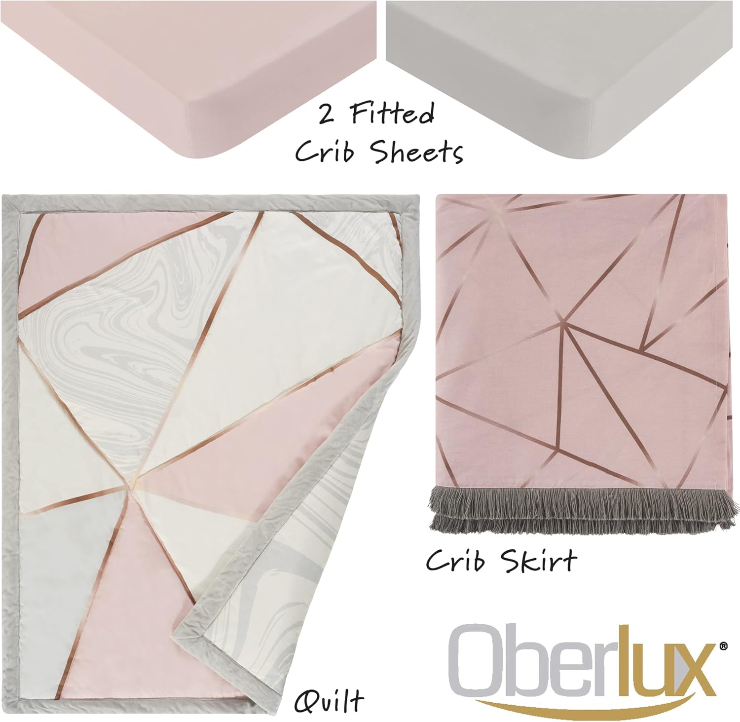 OBERLUX Crib Bedding Set for Girls - 4 Piece