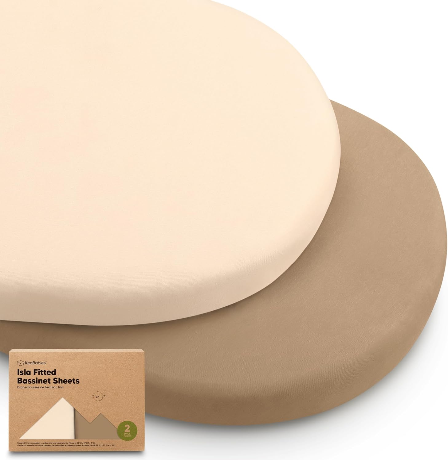KeaBabies 2-Pack Bassinet Sheets - Pecan
