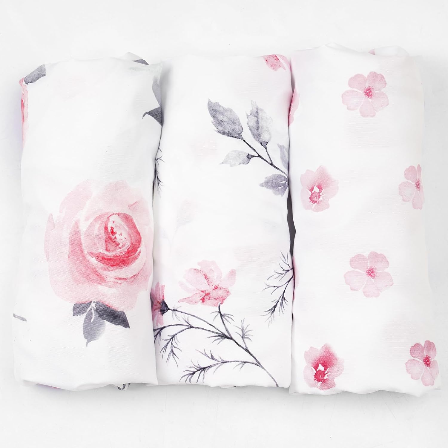 Davids Kids 3 Pack Bassinet Sheets with Floral Design