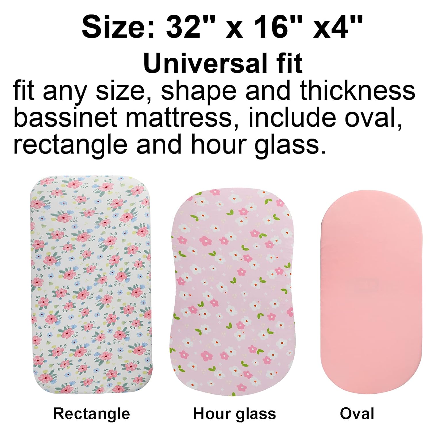 Onacosht Bassinet Sheets Set 3 Pack Pink Floral