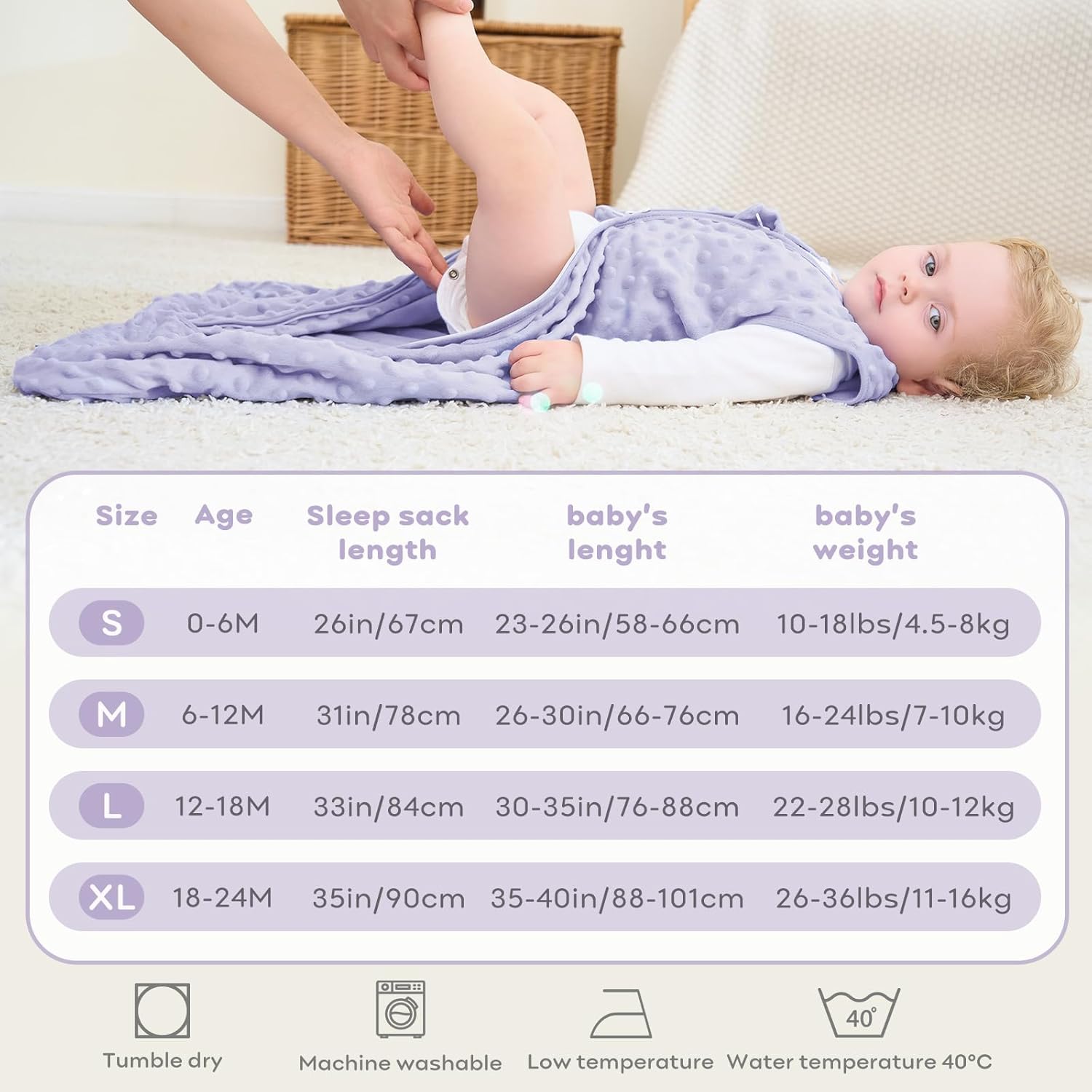 FIEMOL 2 Pack Fleece Sleep Sack 6-12 Months