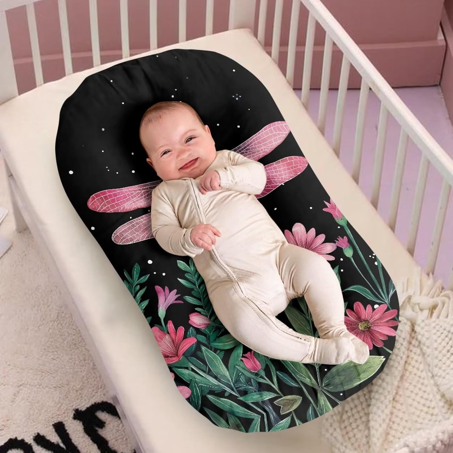 ZDCUSTOM Dragonfly Flower Bassinet Sheet Soft Breathable and Universal Fit