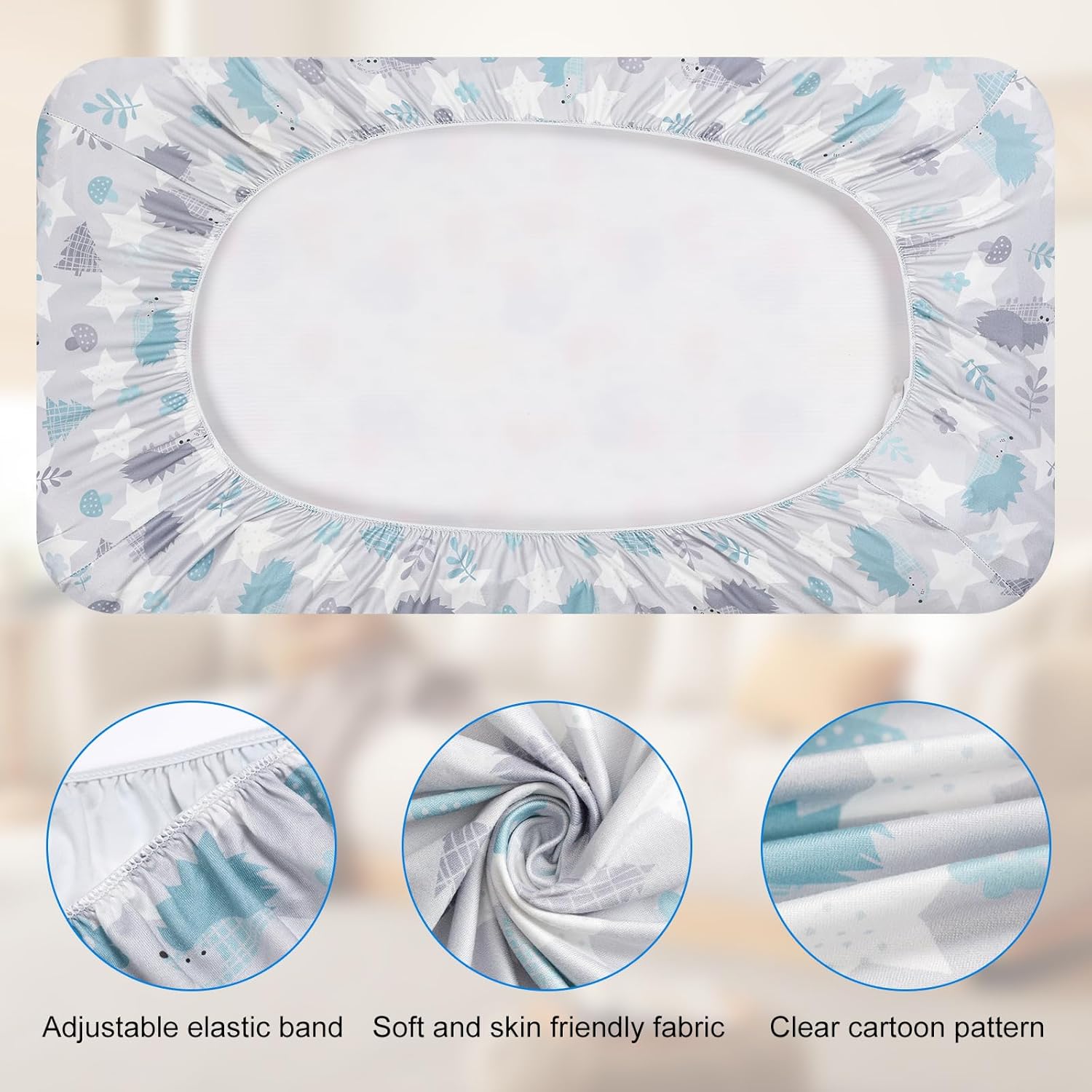 FHMJYY Bassinet Sheet Set 2 Pcs Deer Park Whale Hedgehog