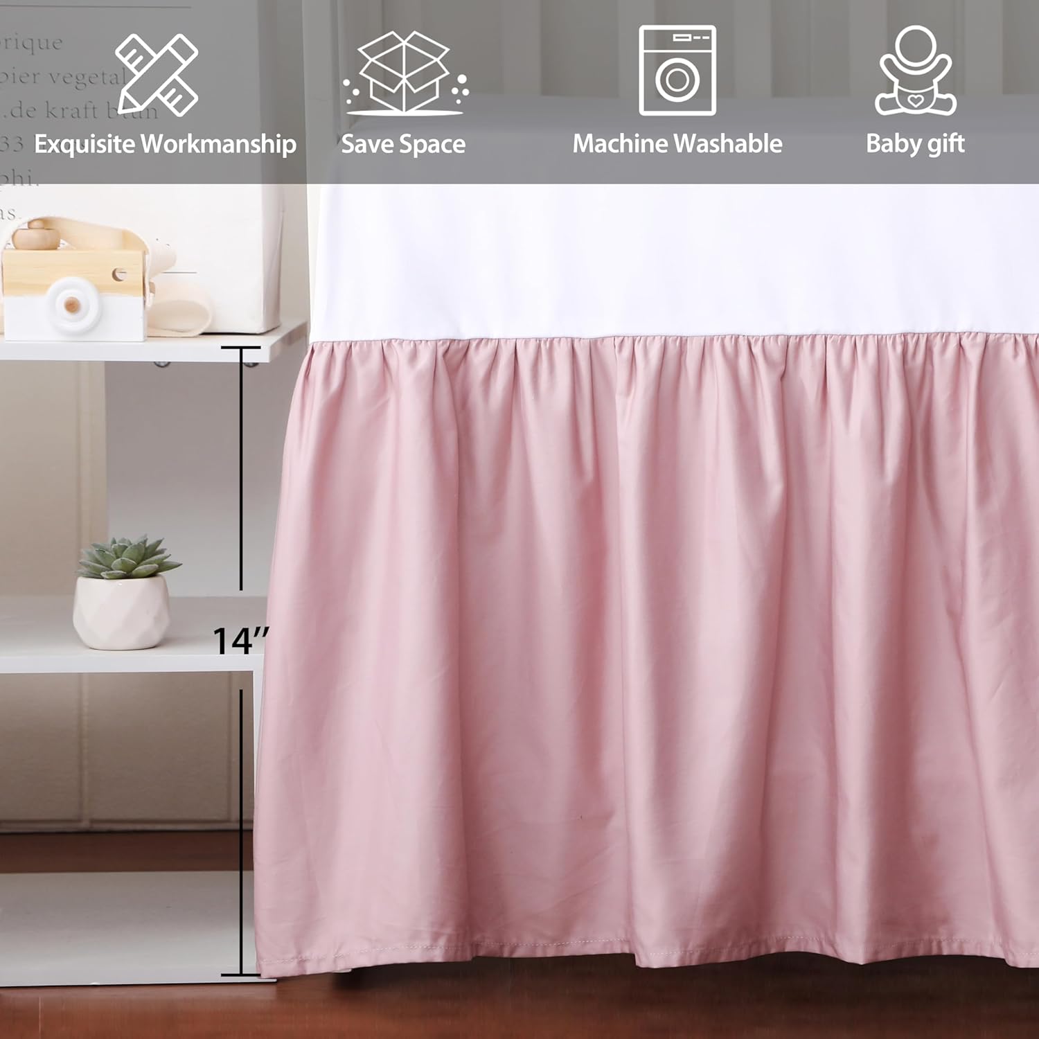 ShunjieHome Crib Skirt Dust Ruffle 100 Egyptian Cotton 400 Thread Count