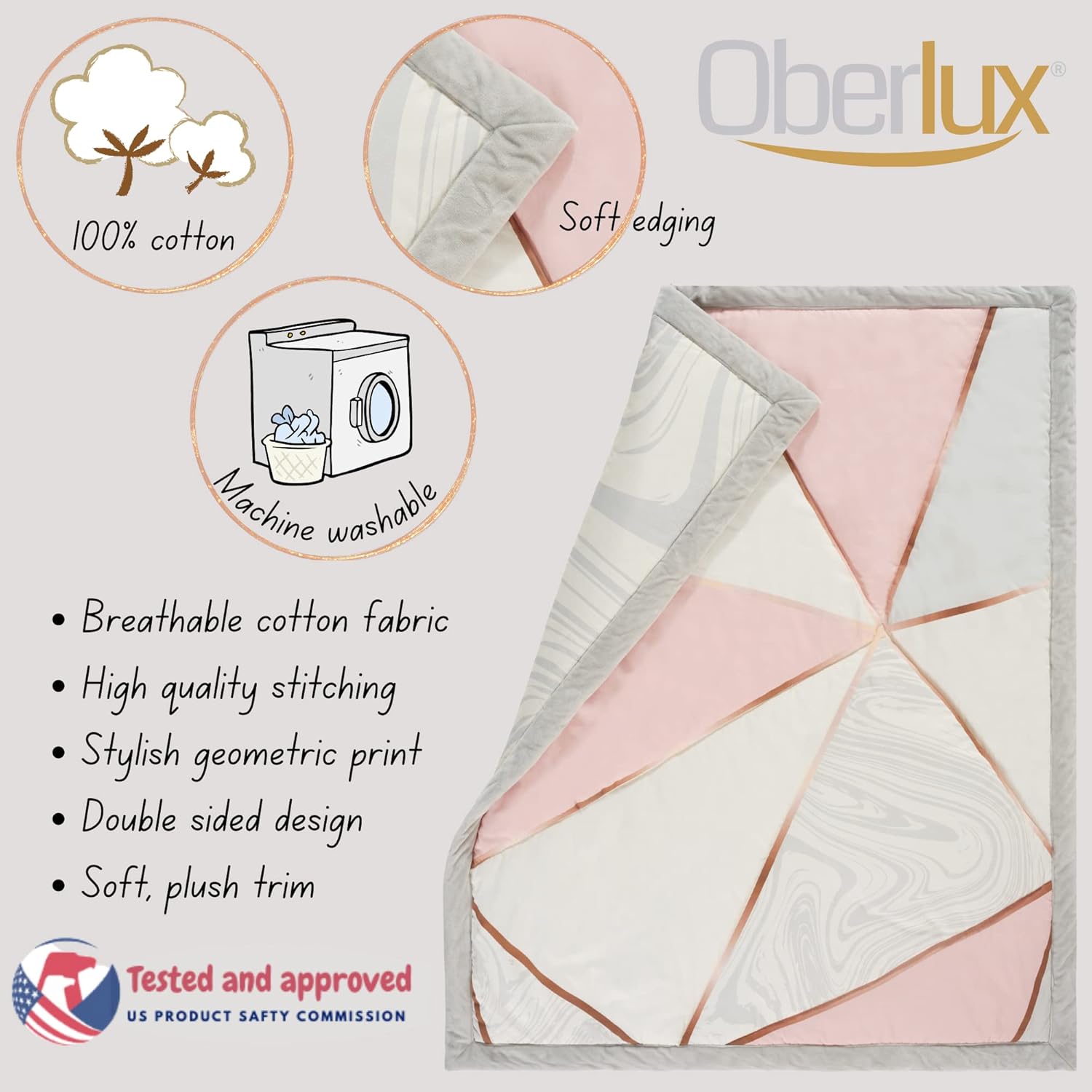 OBERLUX Crib Bedding Set for Girls - 4 Piece