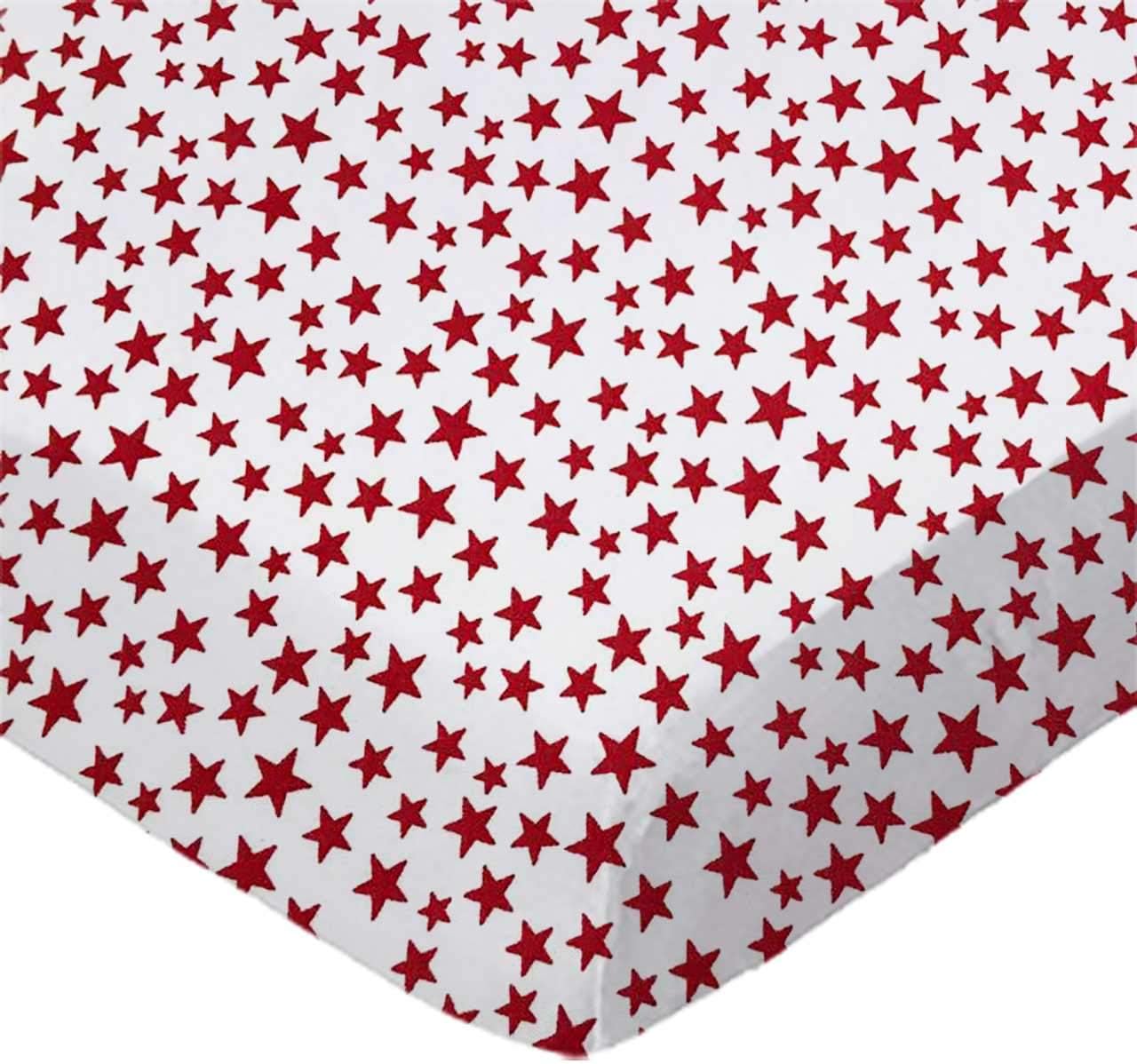 SheetWorld Baby Fitted Cradle Sheet 18x36 Red Stars