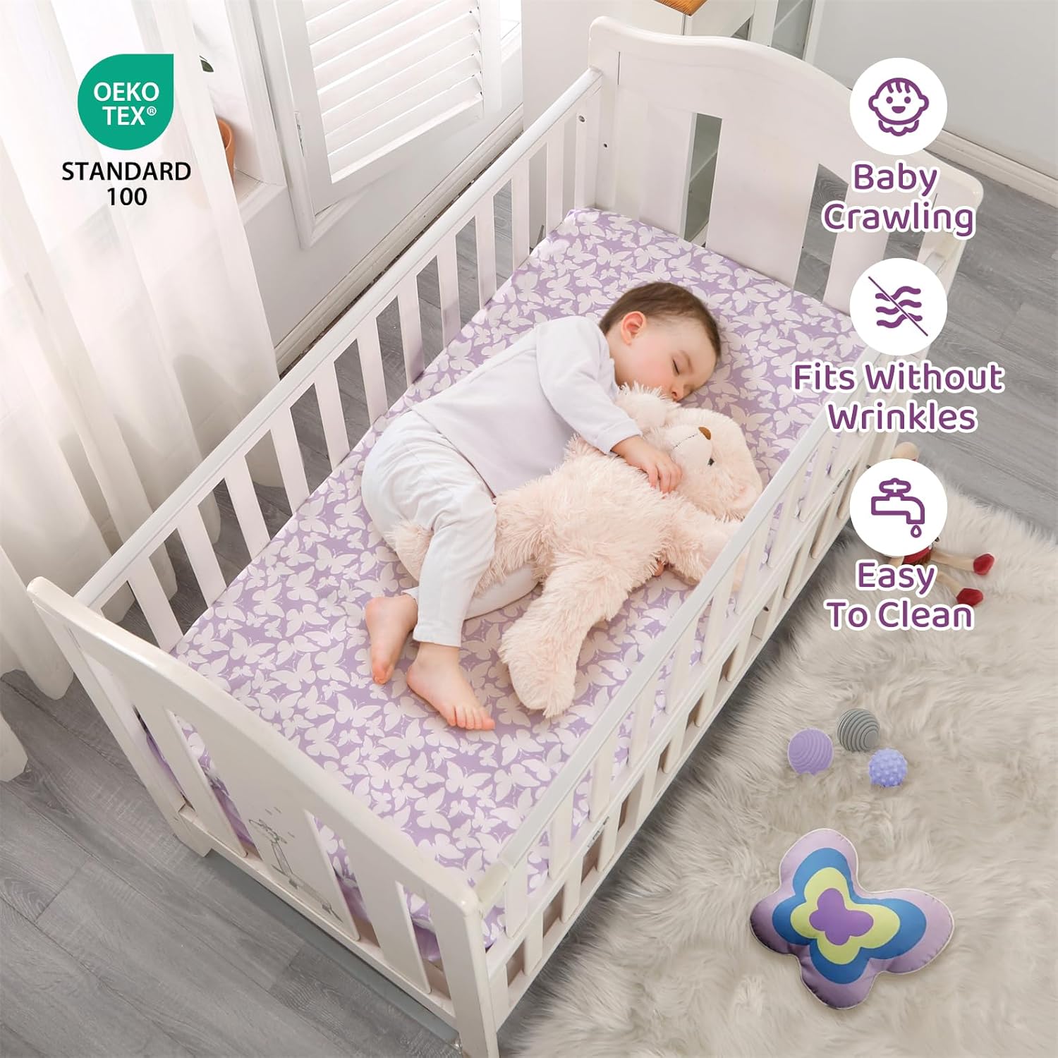 Wowelife Butterfly Crib Bedding Set for Girls