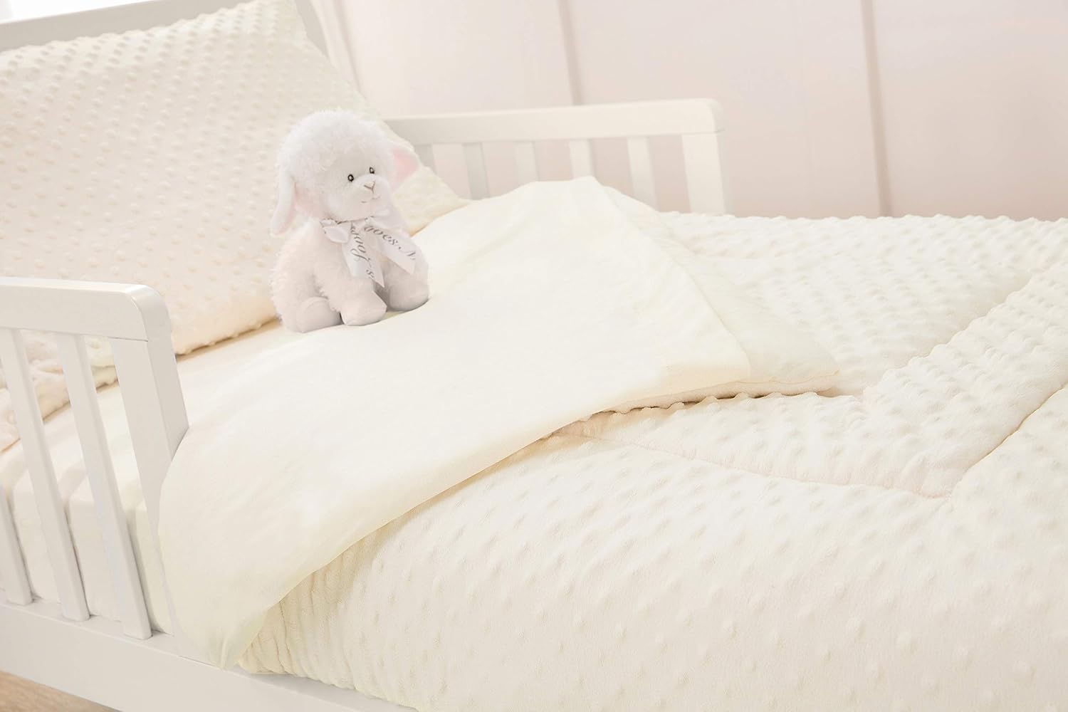 TL Care Minky Dot Chenille Toddler Bedding Set Cream