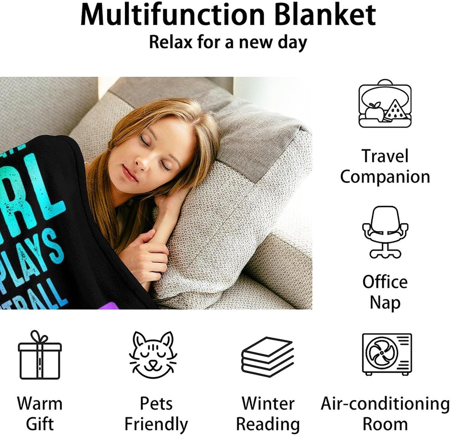 XaocNyx Basketball Throw Blanket for Girls - 40x50 Inches Crib Size