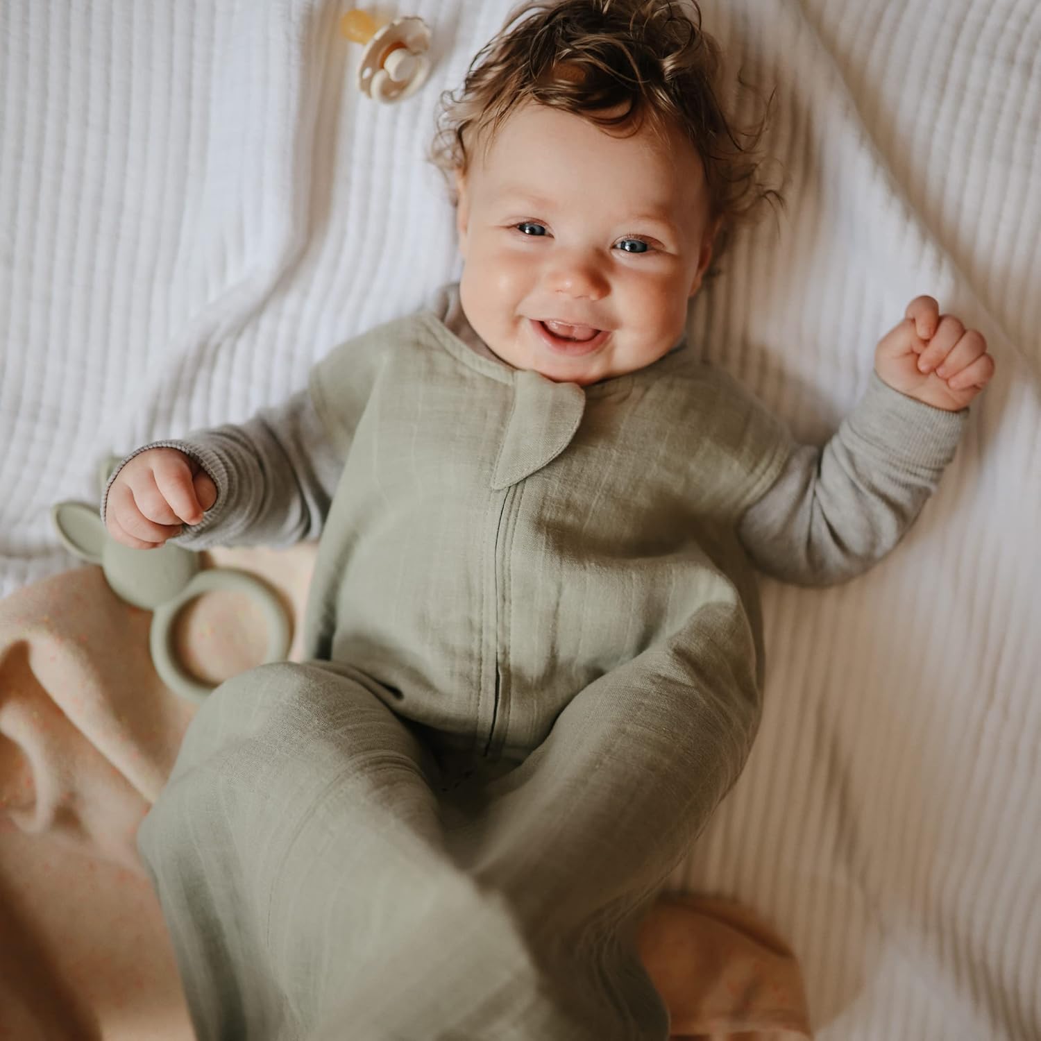 Mushie Organic Cotton Wearable Blanket for Babies Sage