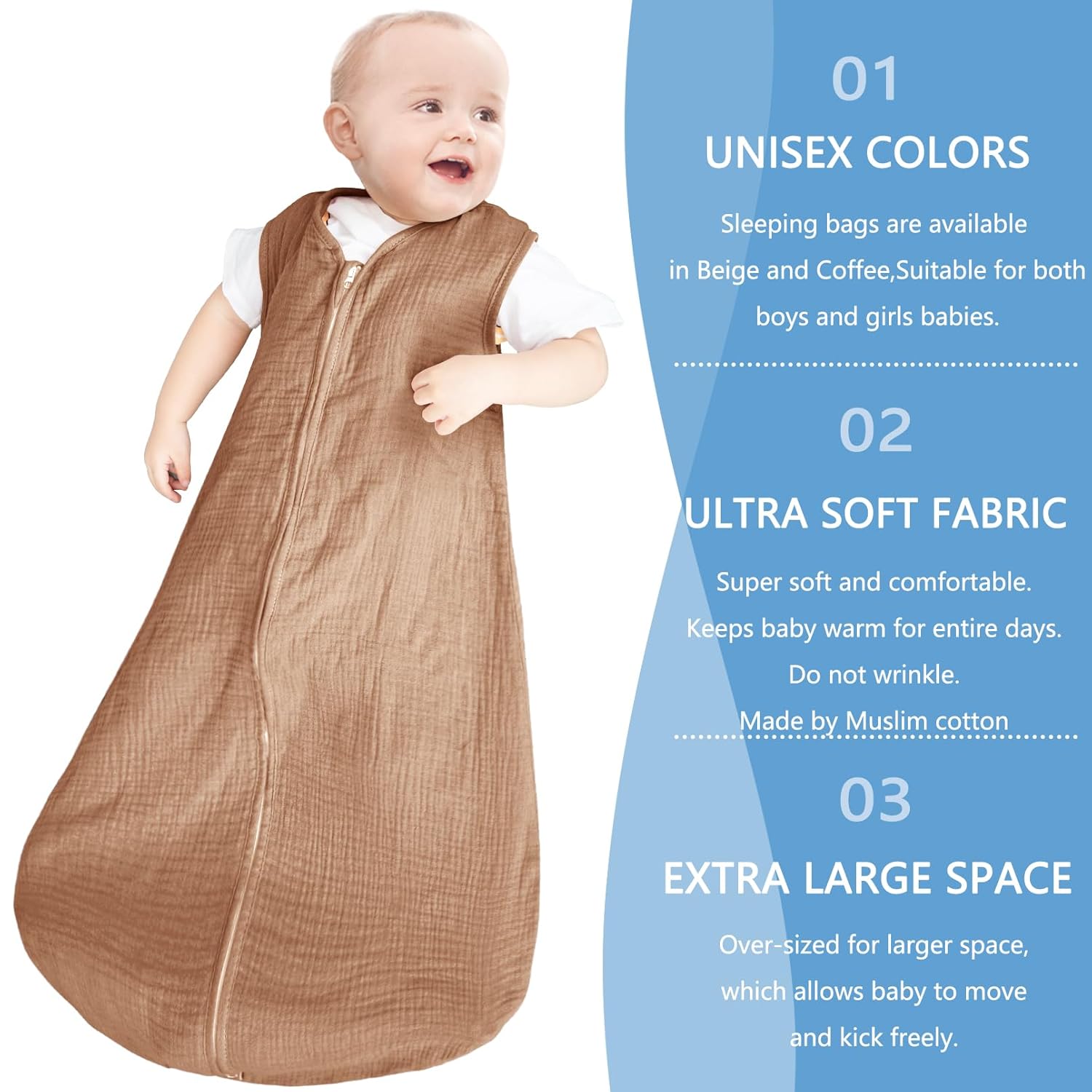 BSTOPPT 2 Pack Baby Sleep Sack 0-24 Months