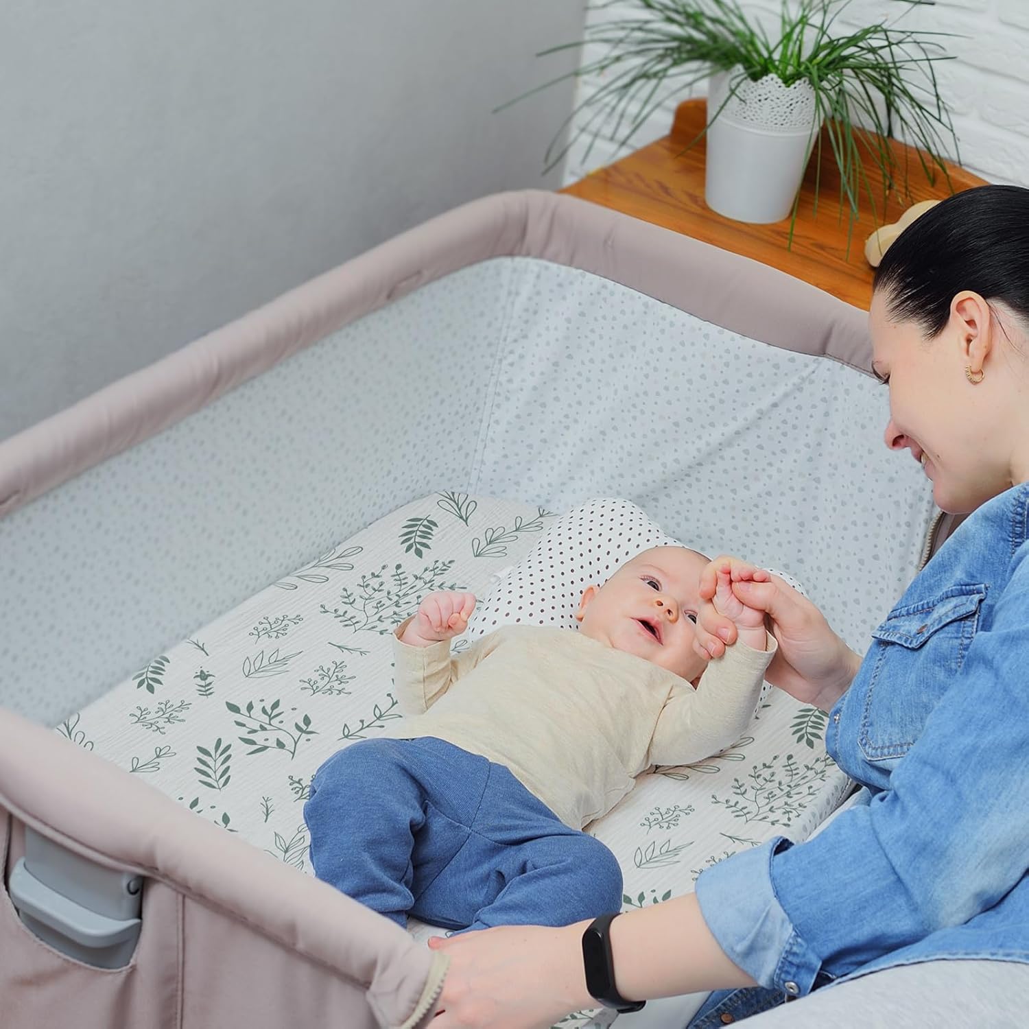 LYRICHOM Muslin Mini Crib Sheets 2 Pack for Baby Boy and Girl