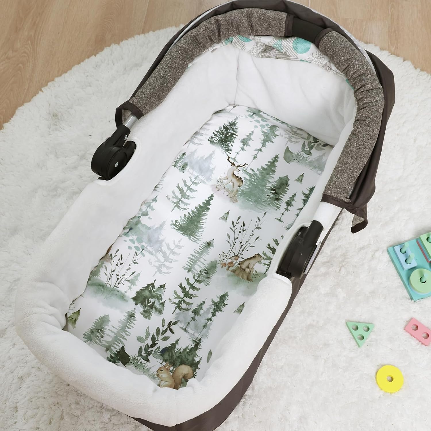 PHF 3 Pack Bassinet Sheets with Deer and Squirrels Pattern