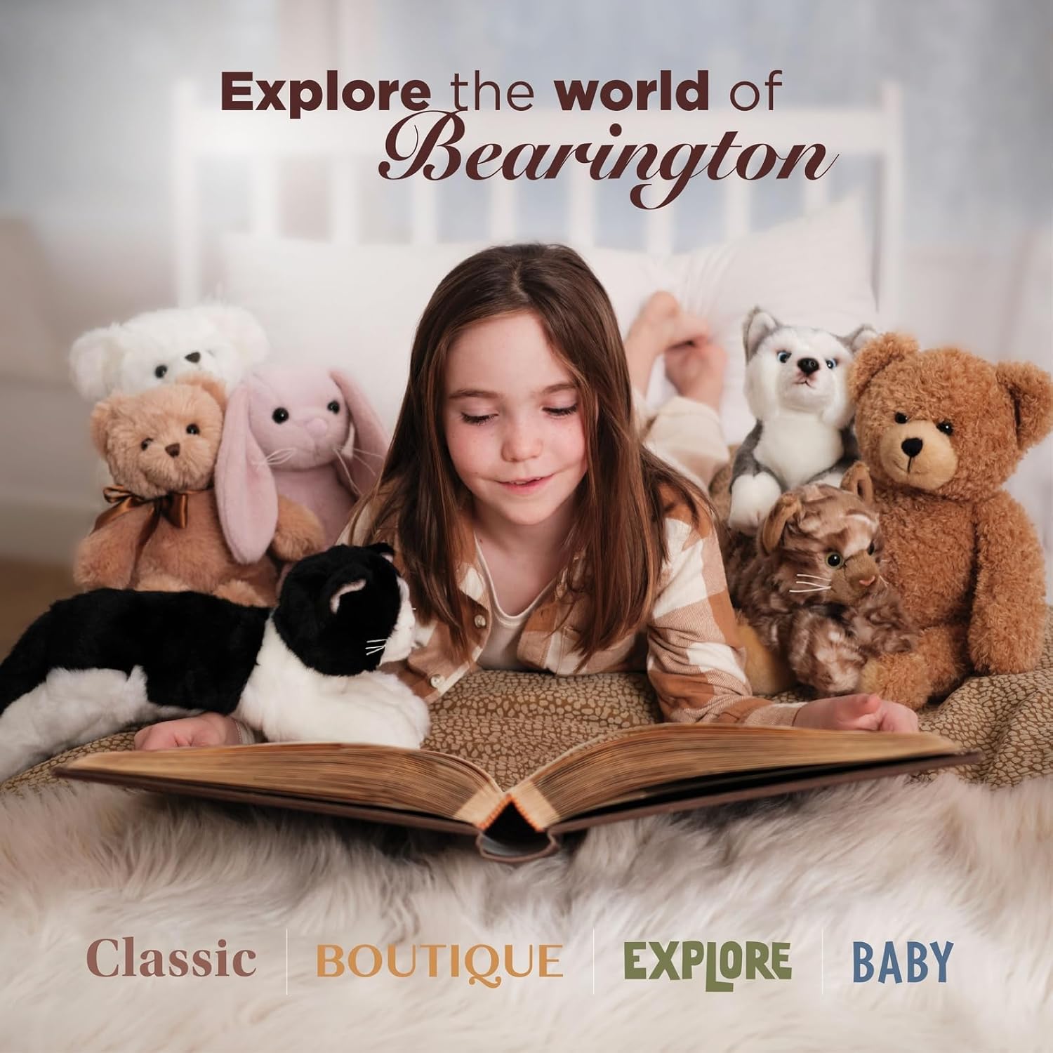 Bearington Baby Lamby Snuggler - 15 Inch White Plush Security Blanket