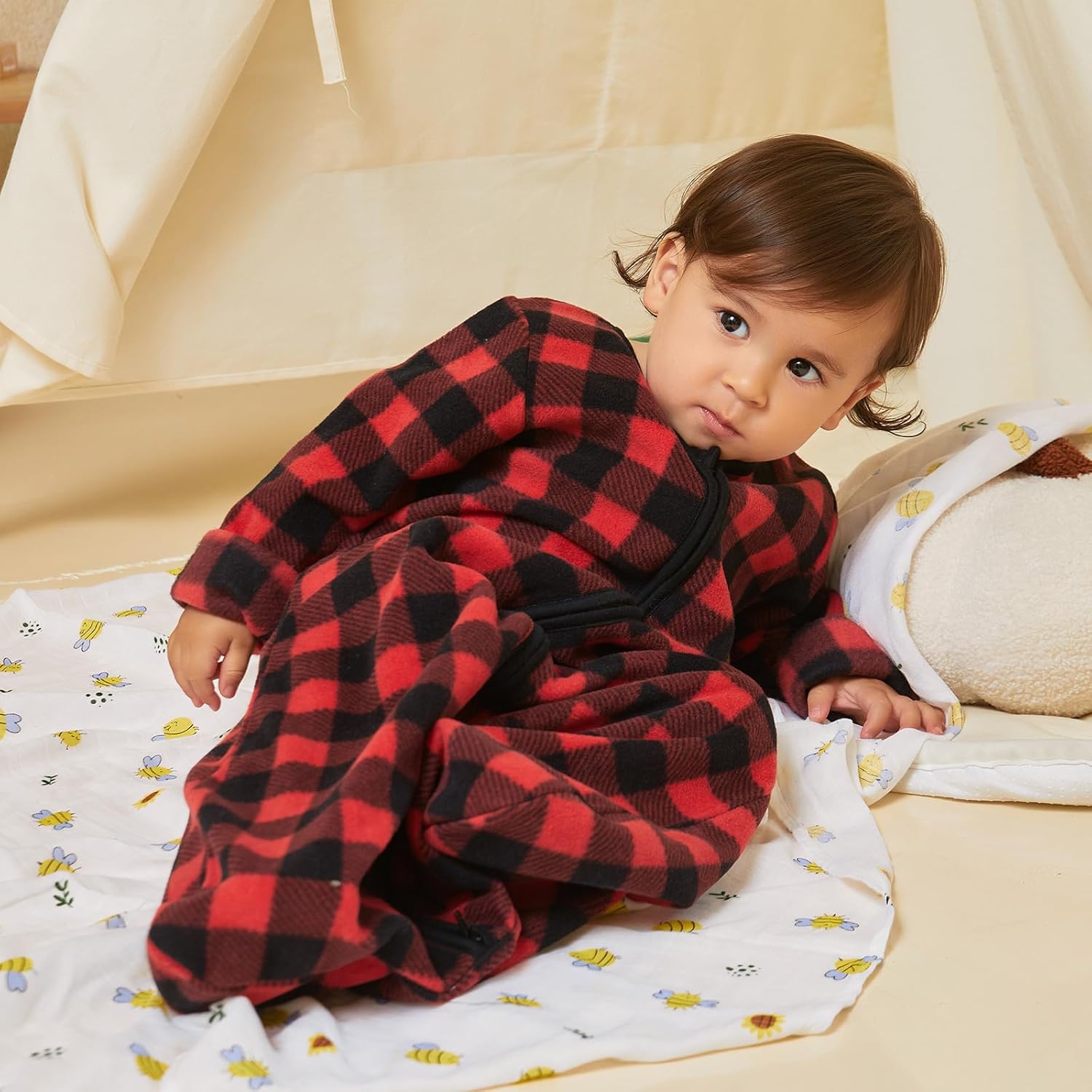 DaysU Micro Fleece Sleep Sack 15 TOG Unisex Buffalo Plaid 0-6 Months