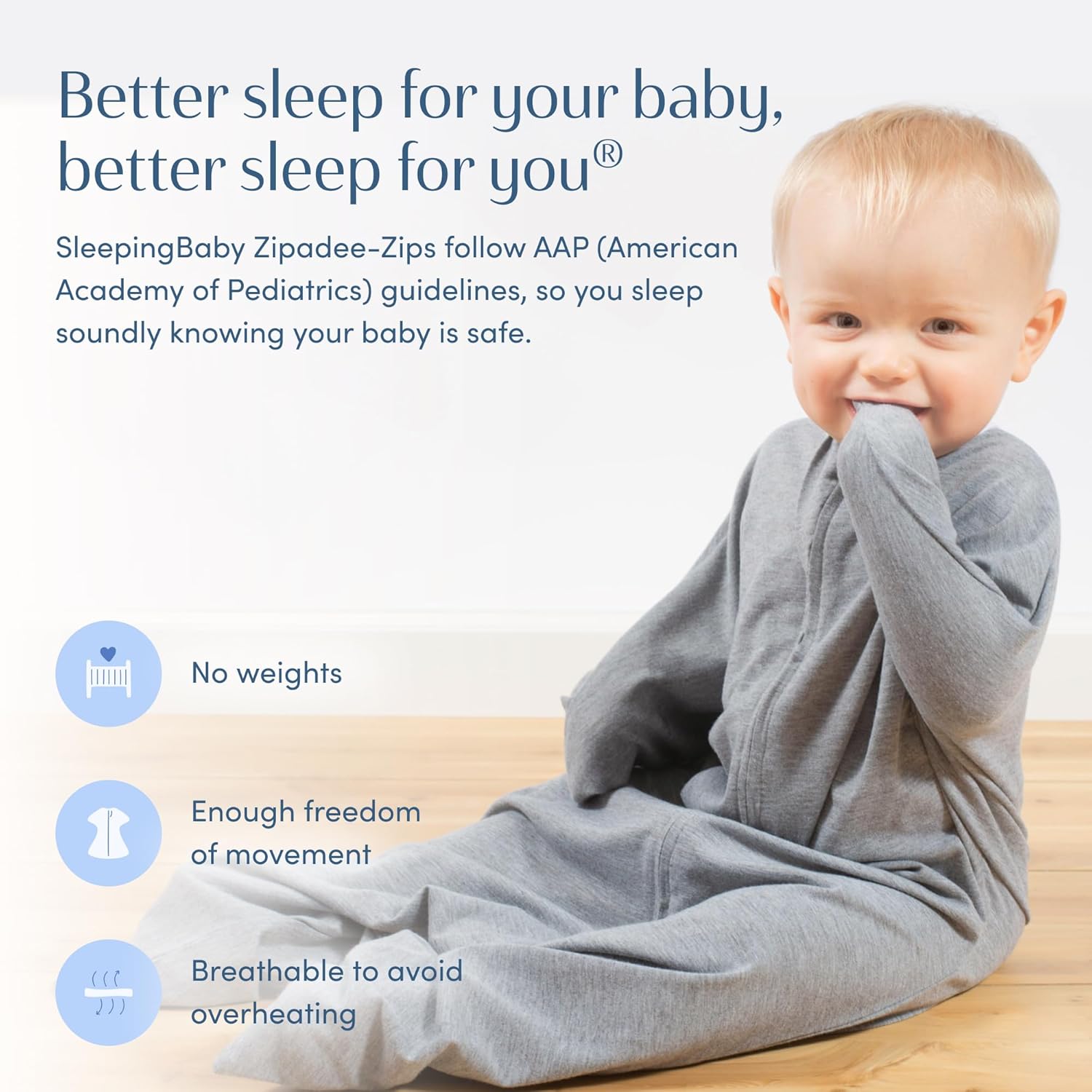 SleepingBaby Zipadee-Zip Transition Swaddle - Heather Grey Small 4-8 Months