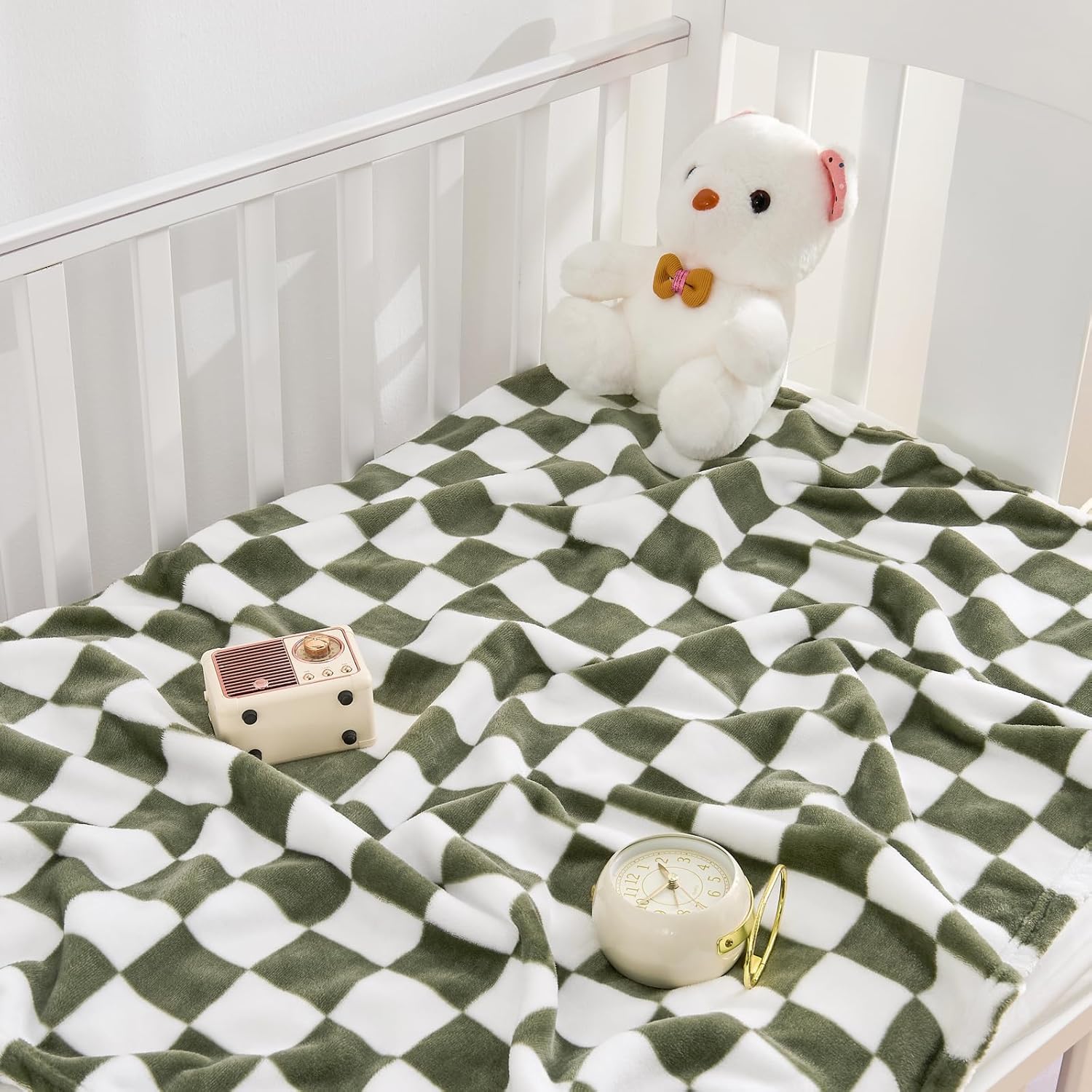 Yurhap Checkered Baby Blanket - Dark Olive 30x40