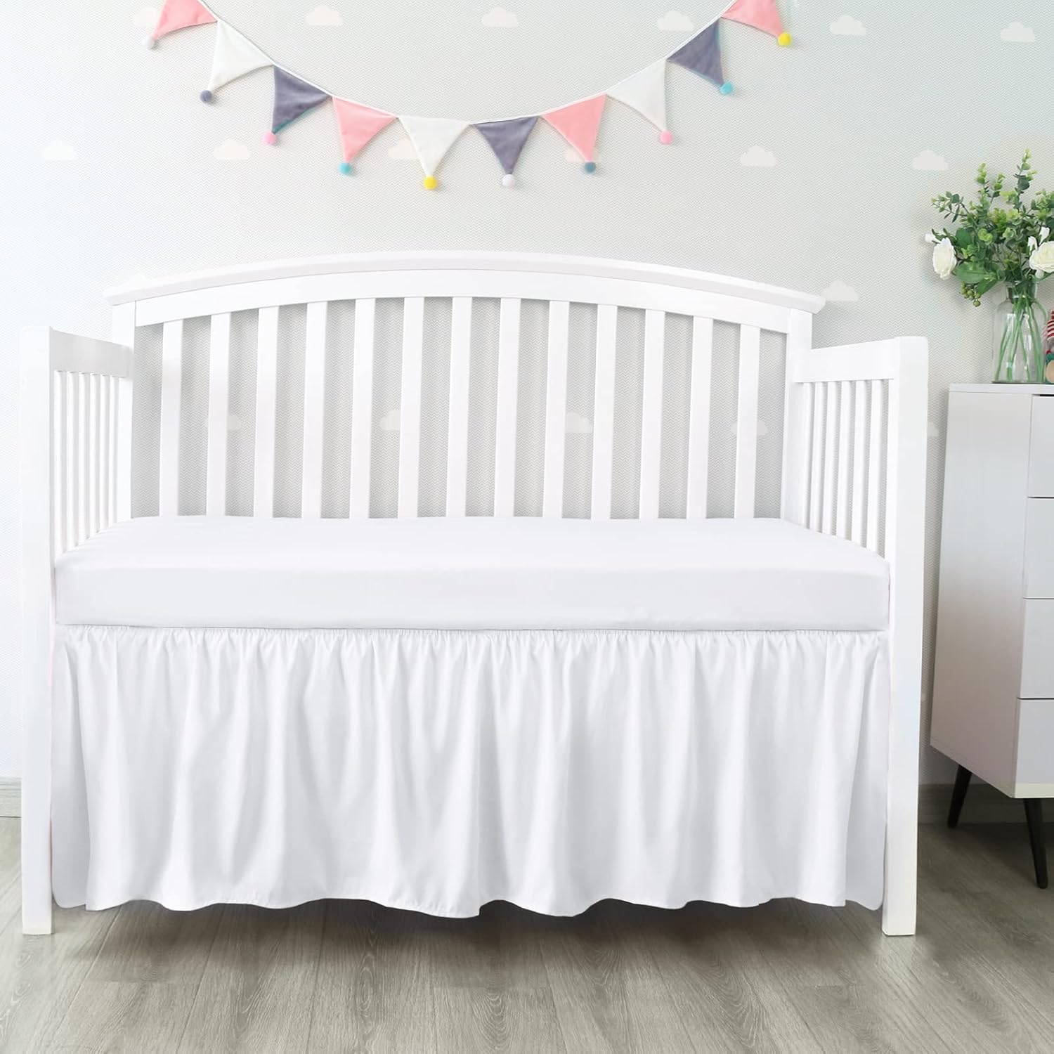 Crib Bed Skirt 28x52 with 14 Drop Pleated Dust Ruffle