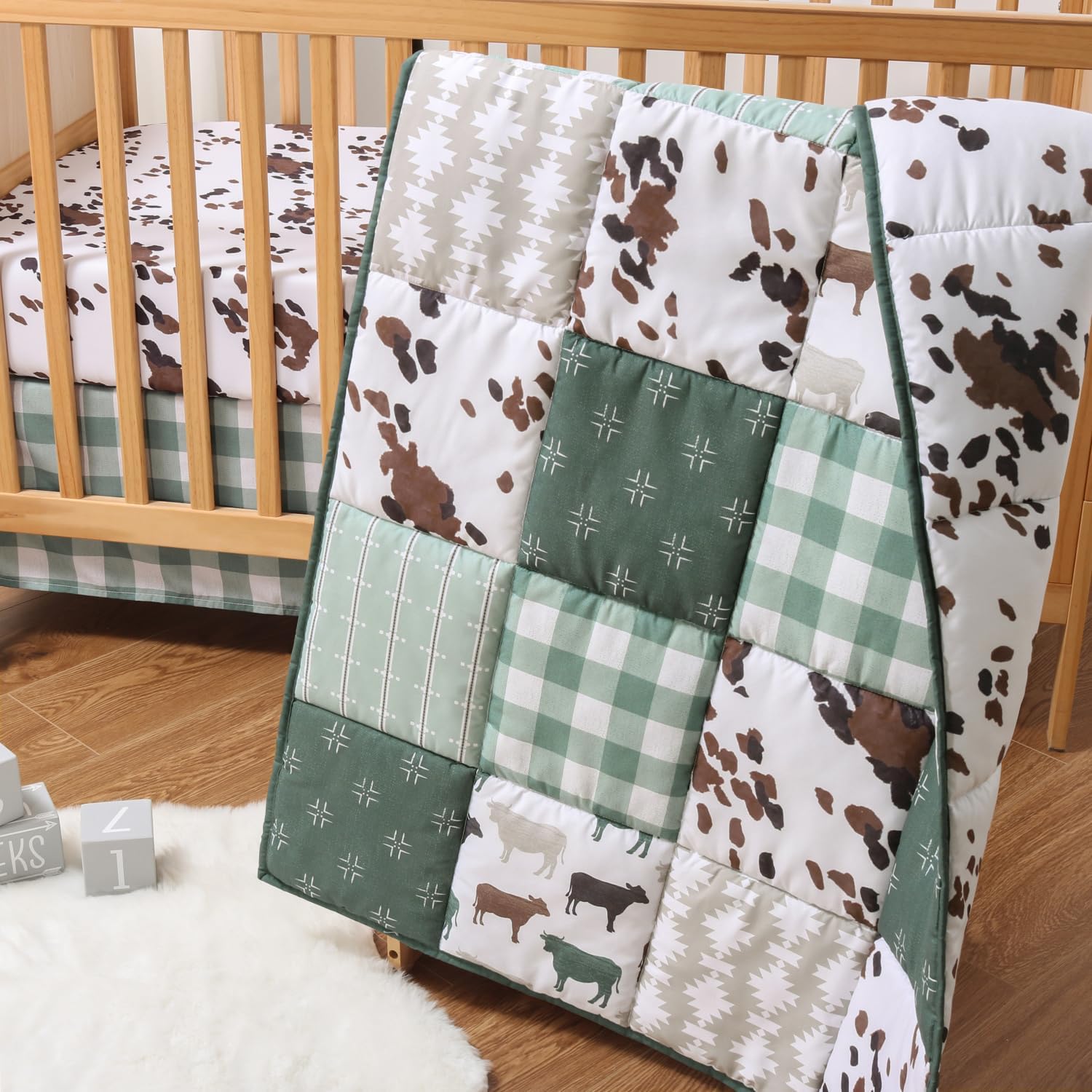 The Peanutshell 3 Piece Crib Bedding Set for Boys Girls