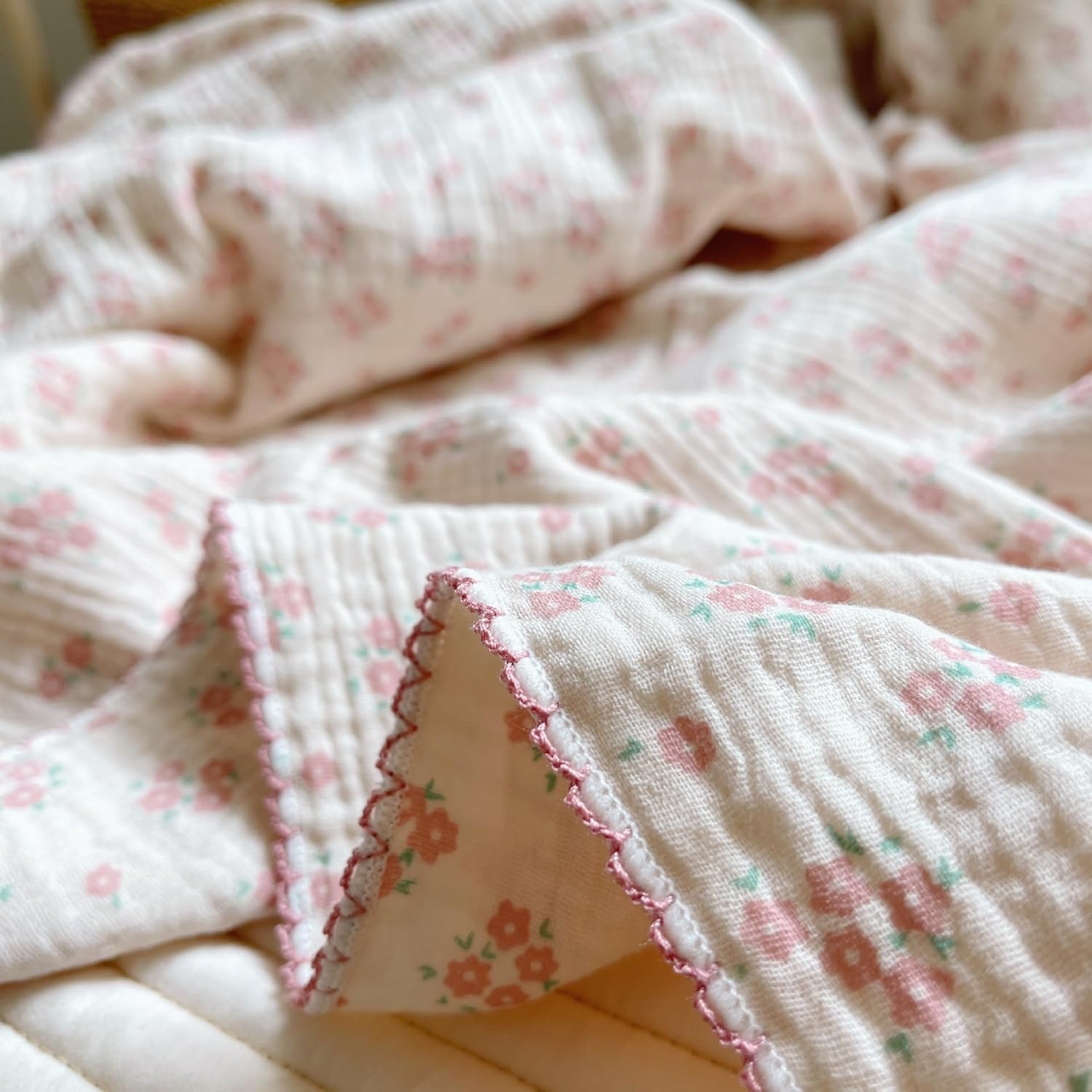 BuLuTu Cotton Muslin Baby Quilt 47x51