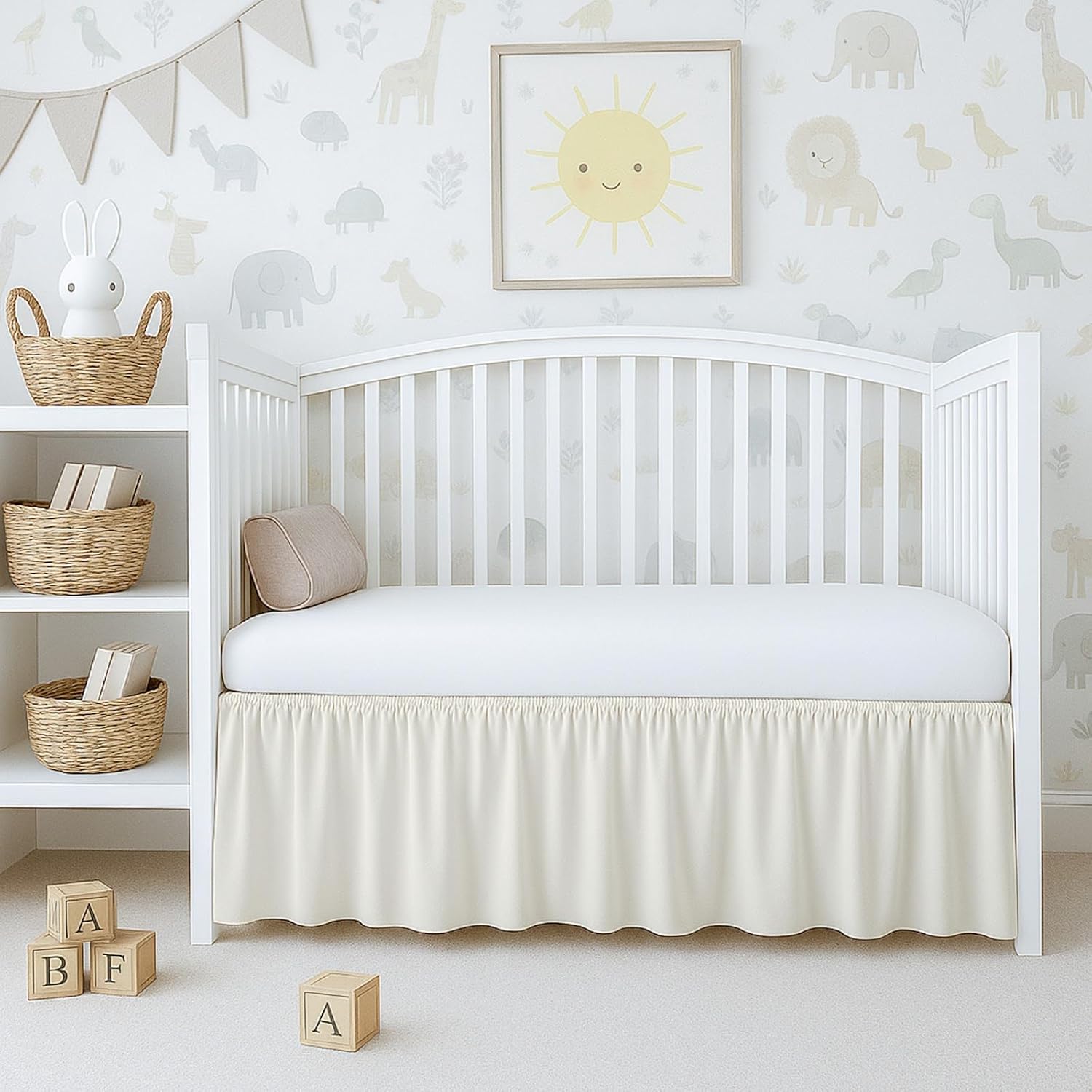 Cottington Lane Ivory Crib Skirt Dust Ruffle