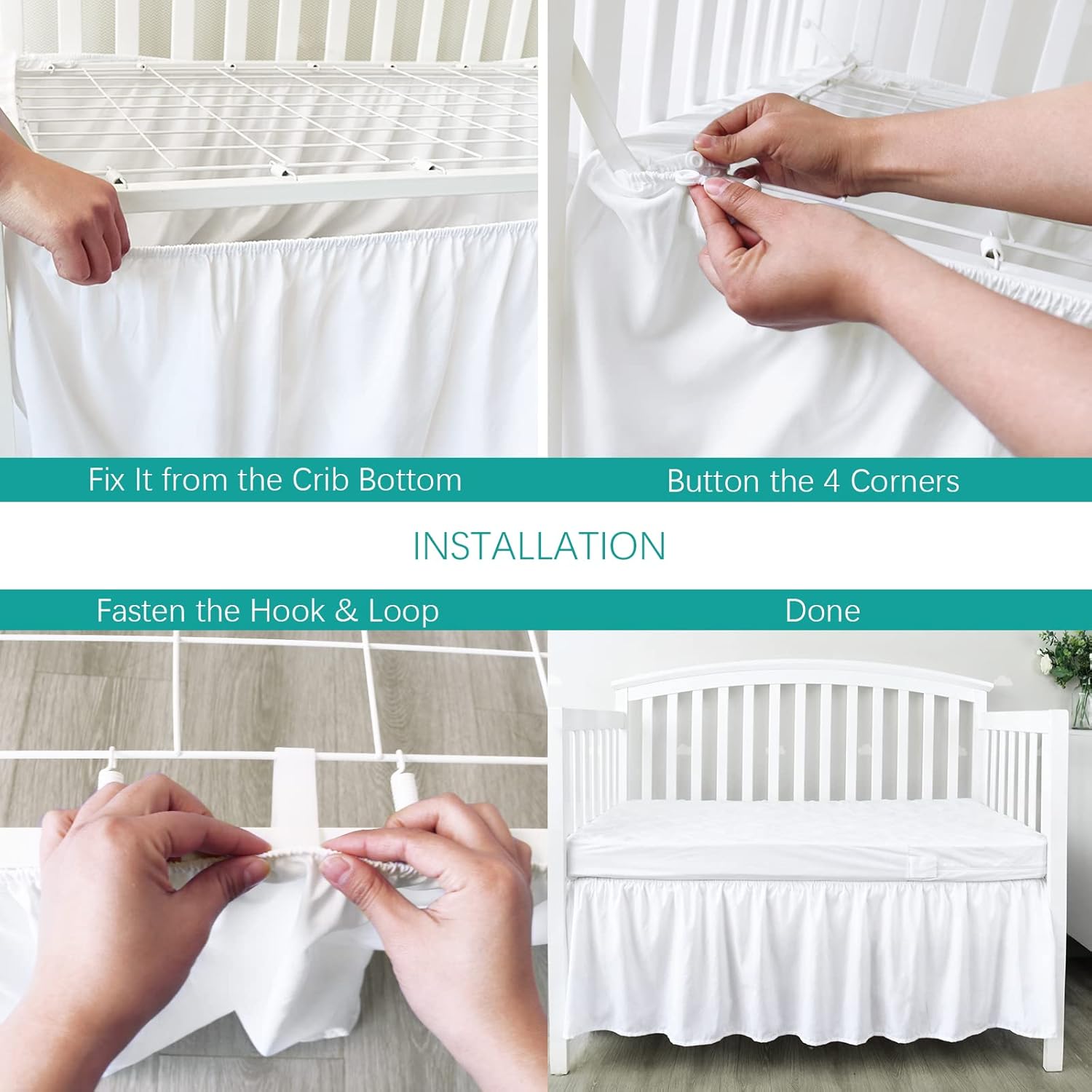 Crib Bed Skirt 28x52 with 14 Drop Pleated Dust Ruffle