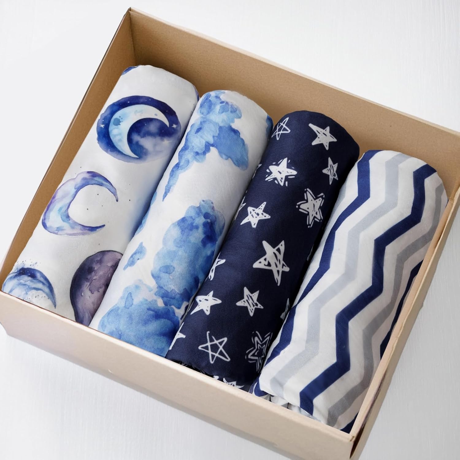 4 Pack Breathable Bassinet Sheets for Baby Boys