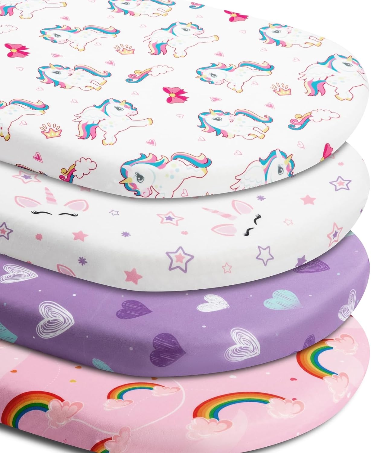 4 Pack Soft Bassinet Sheets Set for Baby Girls